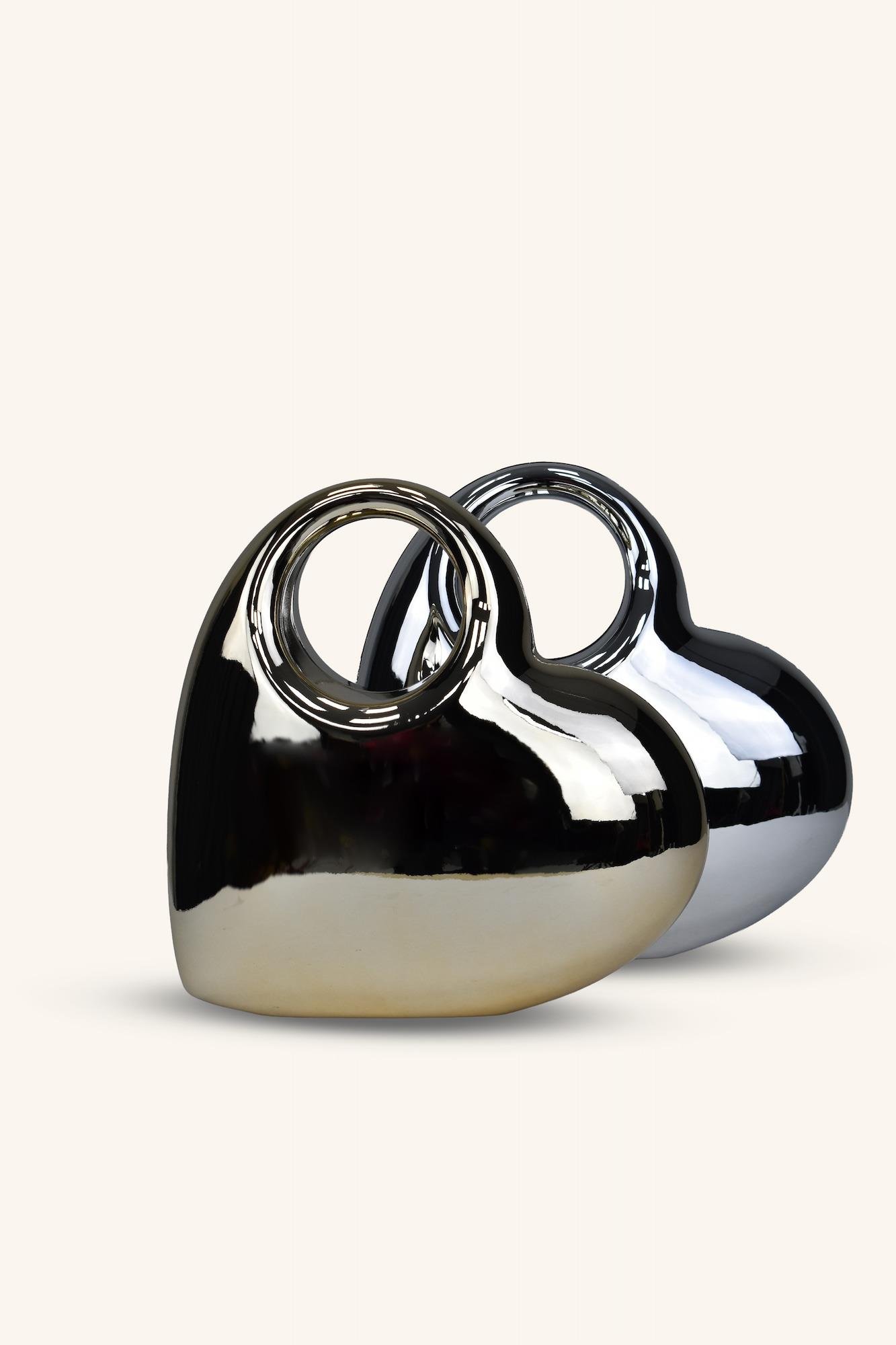 Kalp Model Parlak Abiye Çanta - Gümüş