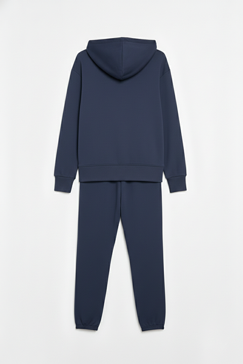 Kapüşonlu Fermuarlı Modal Kumaş Eşofman Takımı –İndigo