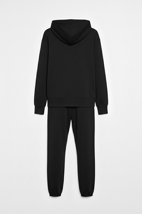 Kapüşonlu Fermuarlı Modal Kumaş Eşofman Takımı –Siyah