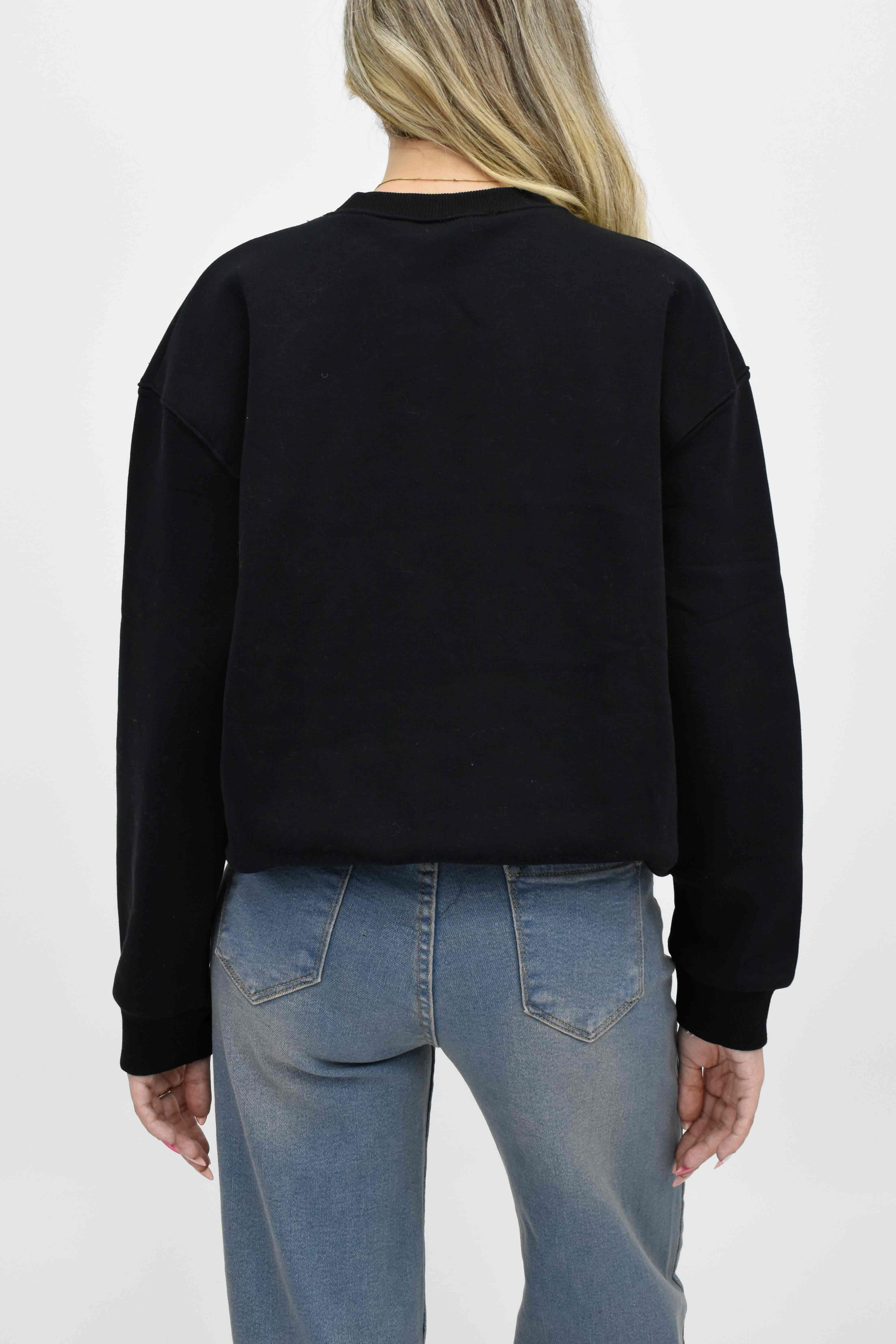 Leopar Baskılı Sweatshirt-Siyah 