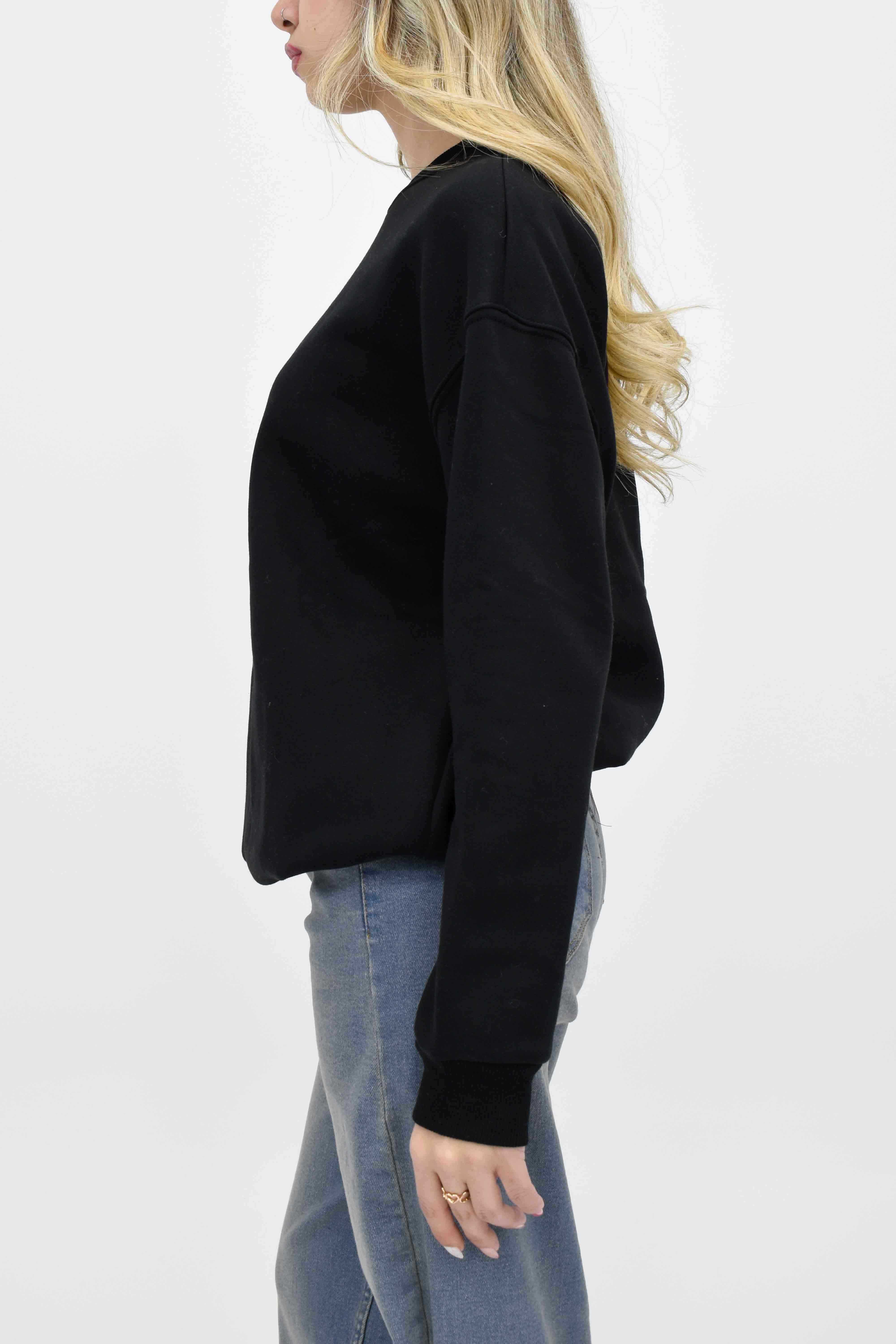 Leopar Baskılı Sweatshirt-Siyah 