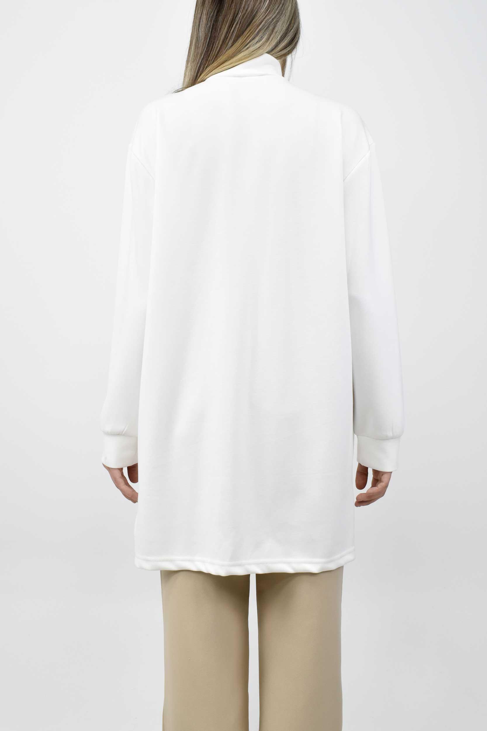 Leopar Cep Detaylı Fermuarlı Tunik - Ekru