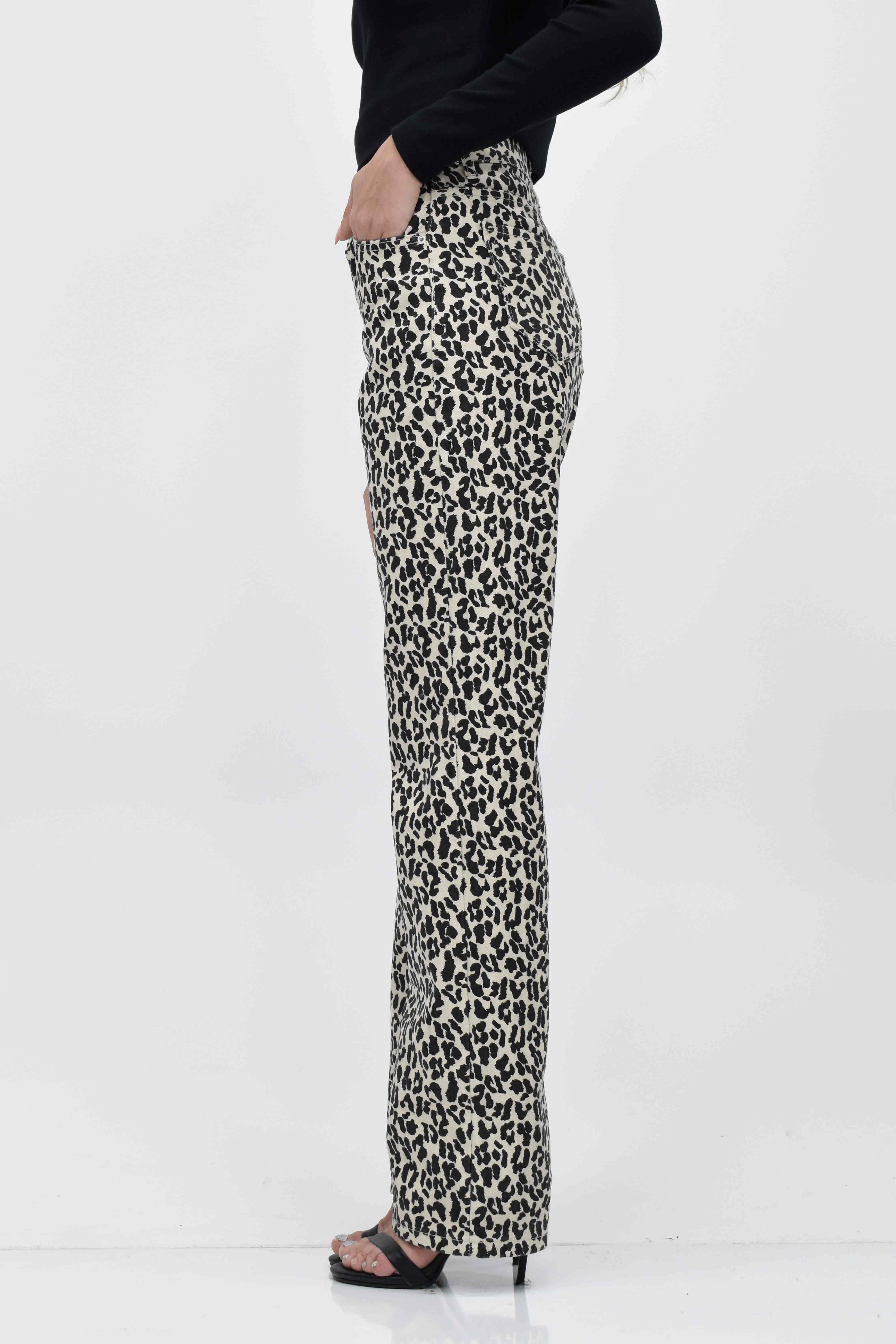 Leopar Desenli Kot Pantolon 