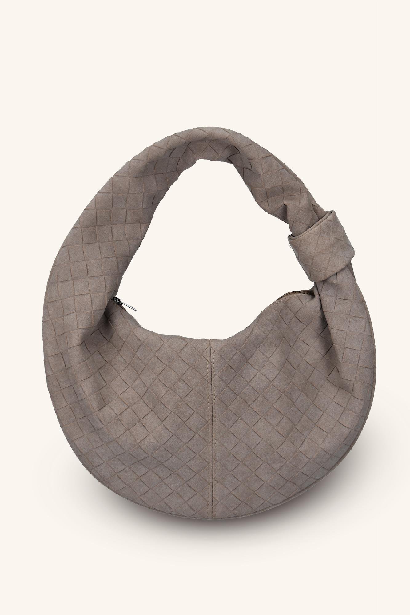 Luxe Model Yuvarlak Süet Çanta - Vizon