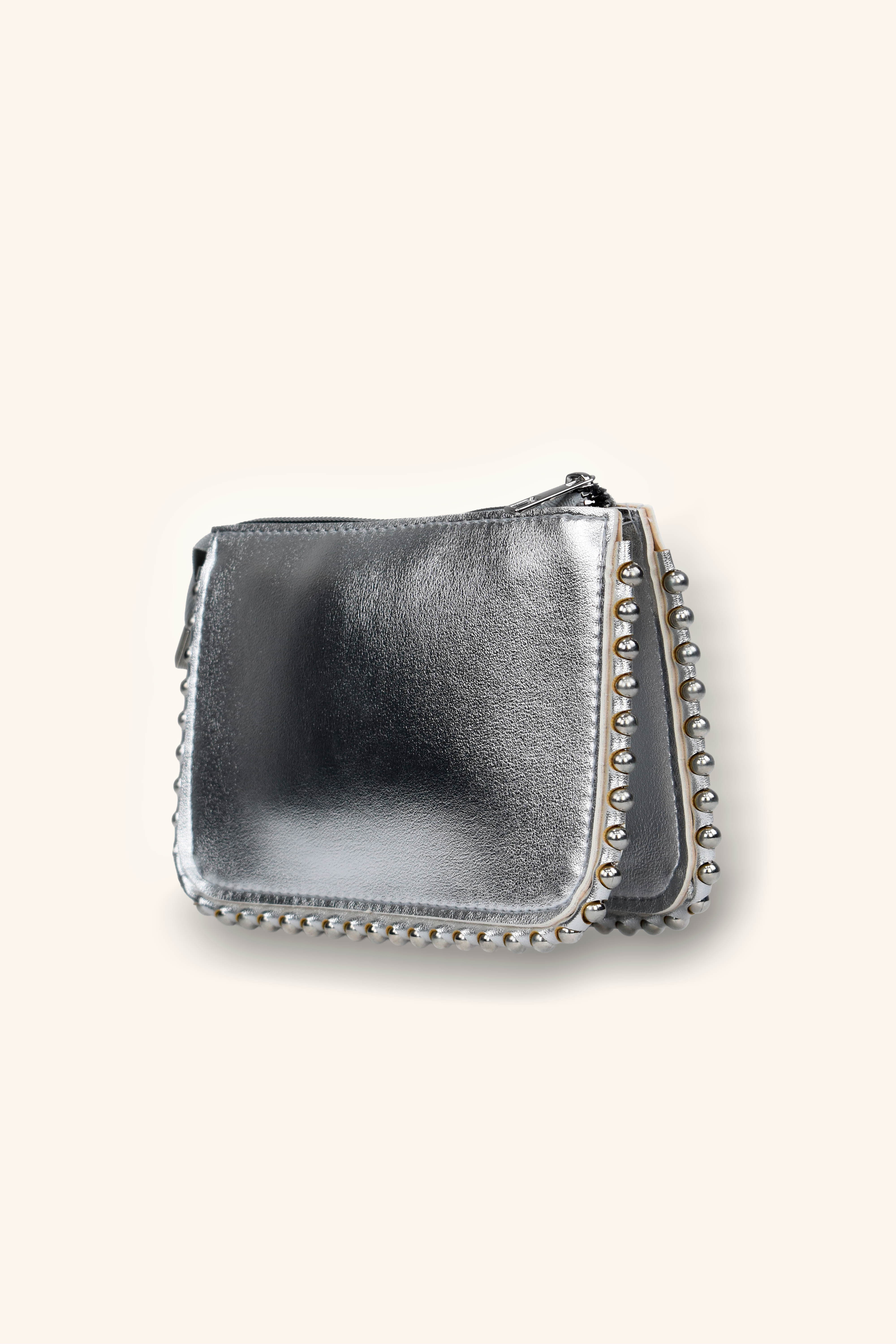 Mini Boncuklu Çanta - Gümüş