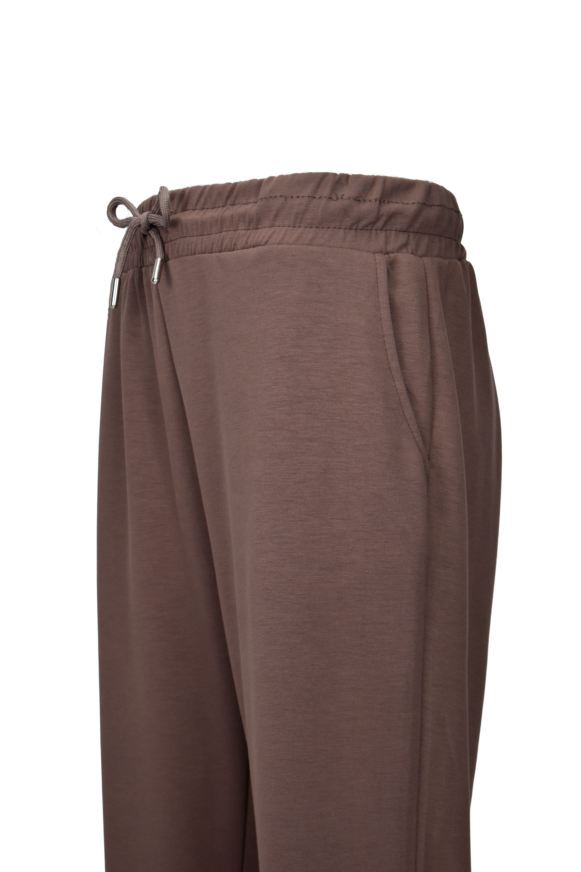 Modal Kumaş Lastik Paça Cepli Eşofman Altı - Kahve