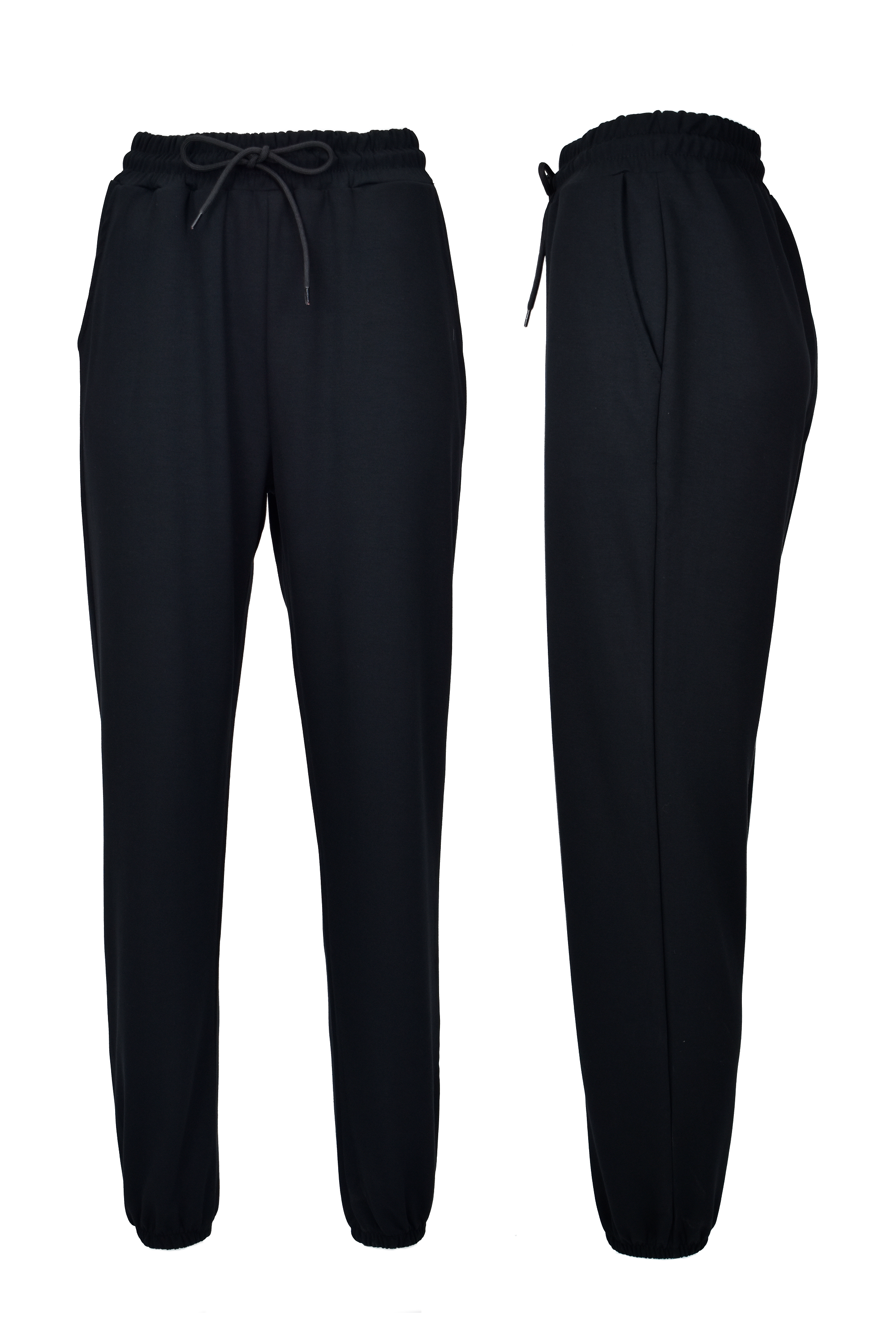 Modal Kumaş Lastik Paça Cepli Eşofman Altı - Siyah