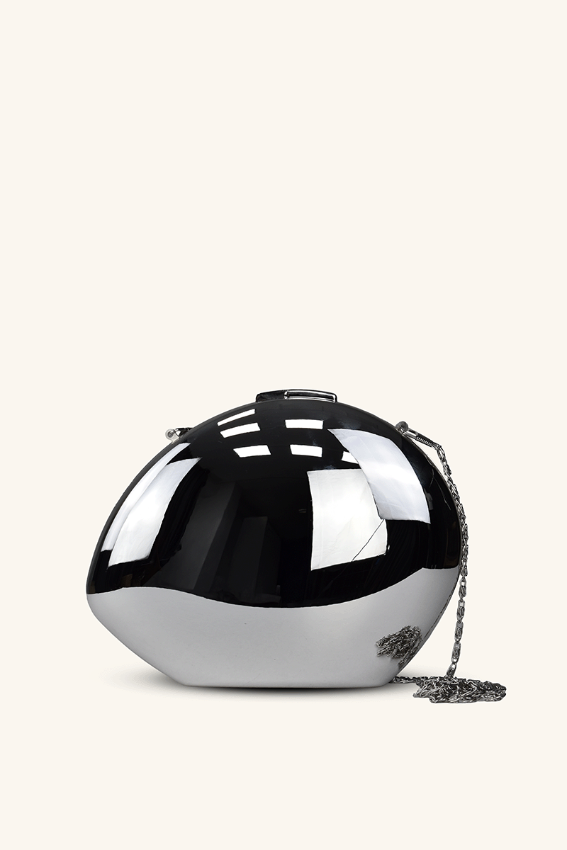 Parlak Metal Abiye Çanta - Gümüş