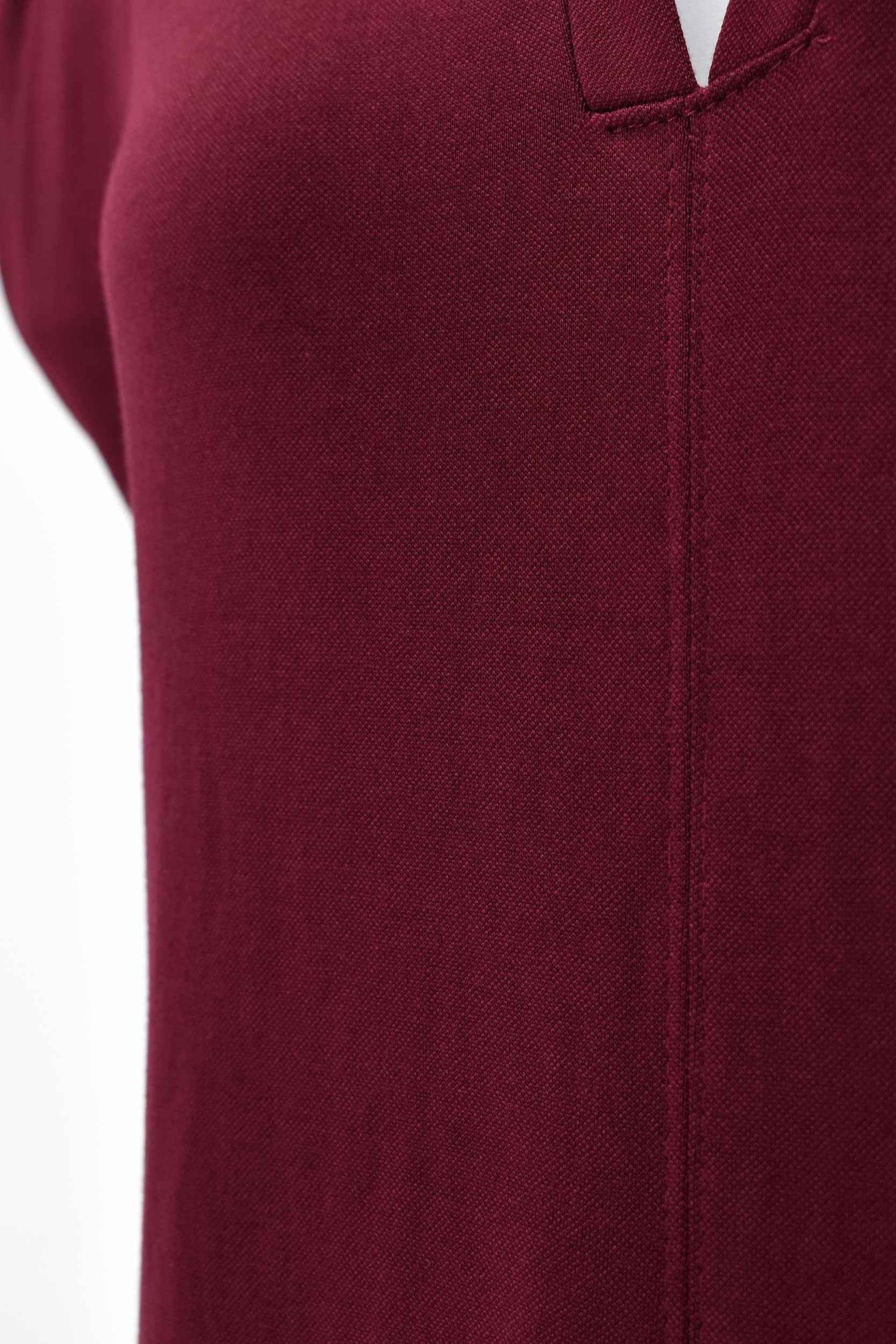 Polo Yaka Yırtmaçlı Cepli Basic Uzun Modal Elbise - Bordo