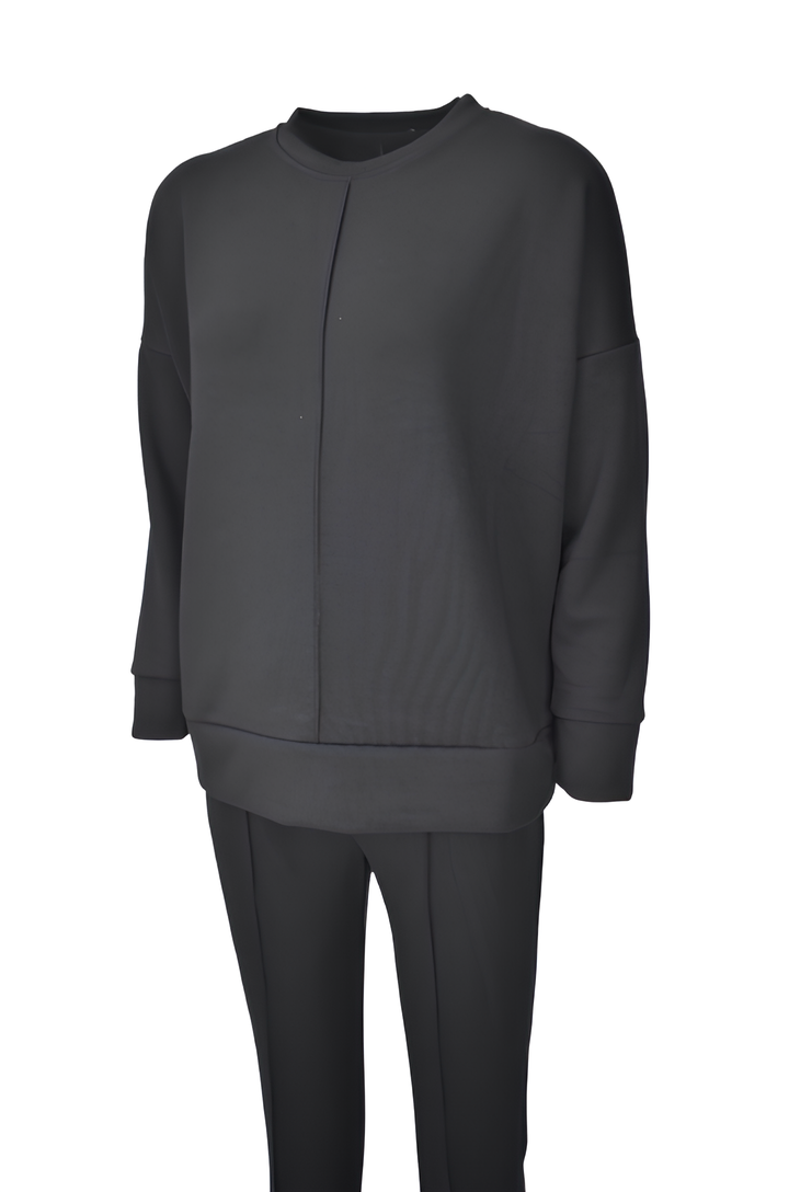 Rahat Kalıp Geniş Paça Modal Kumaş Uzun Kollu Eşofman Takımı  - Siyah