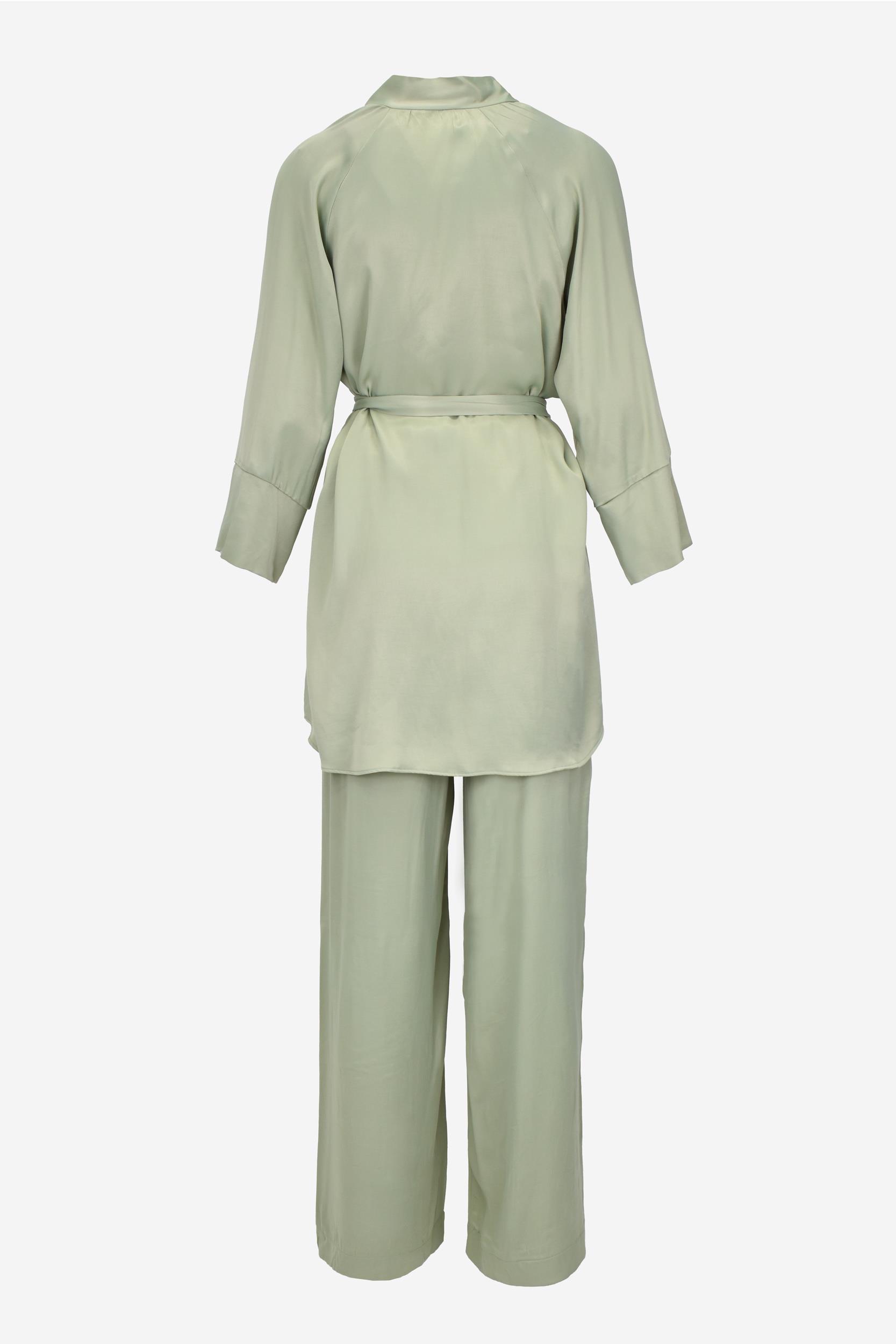 Saten Kimona Takım -Yeşil