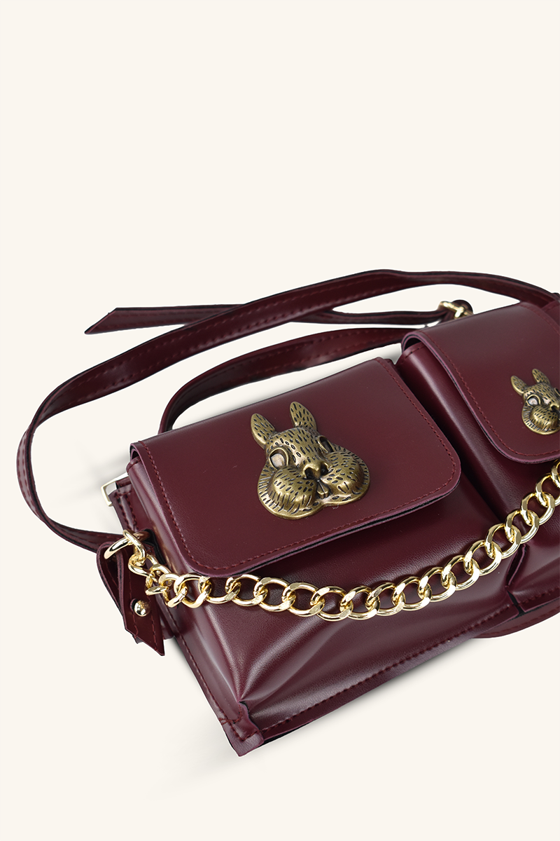 Sincap Aksesuar Detaylı El ve Omuz Çantası - Bordo