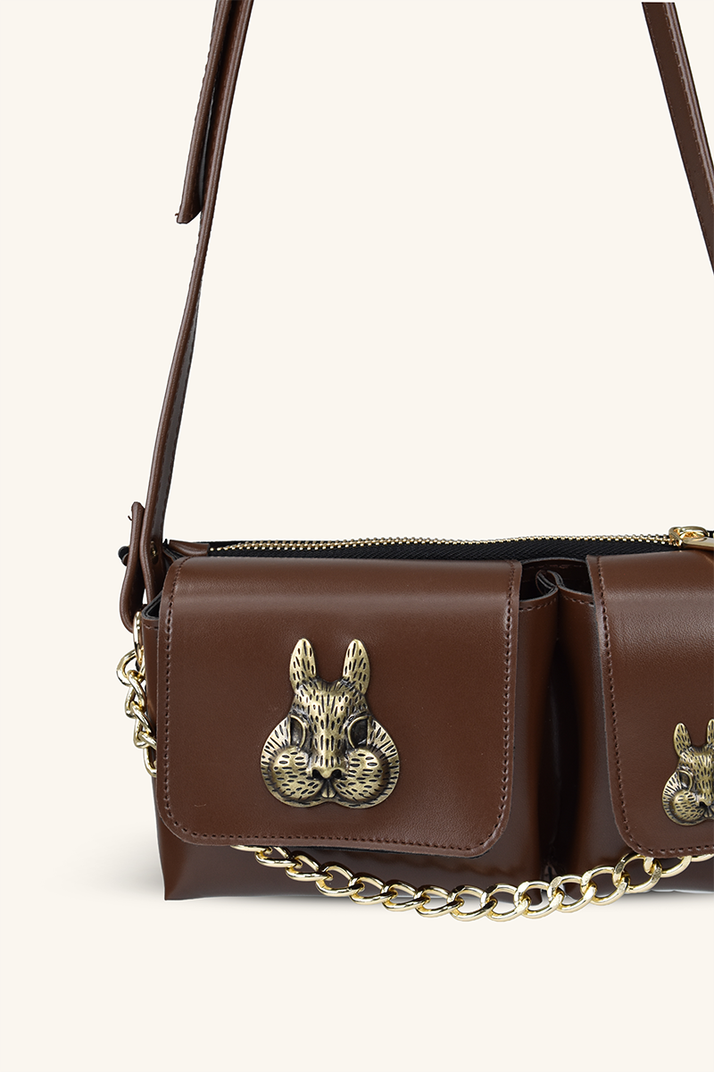 Sincap Aksesuar Detaylı El ve Omuz Çantası - Acı Kahve