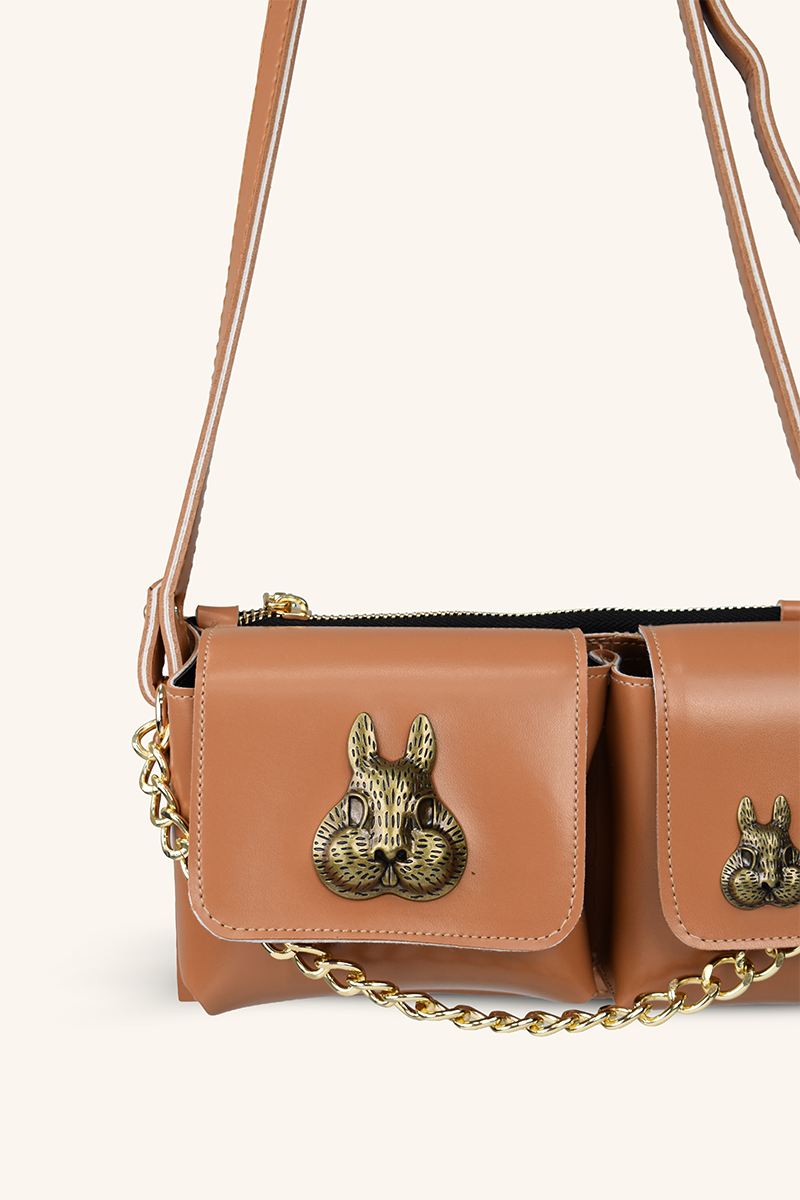 Sincap Aksesuar Detaylı El ve Omuz Çantası - Taba