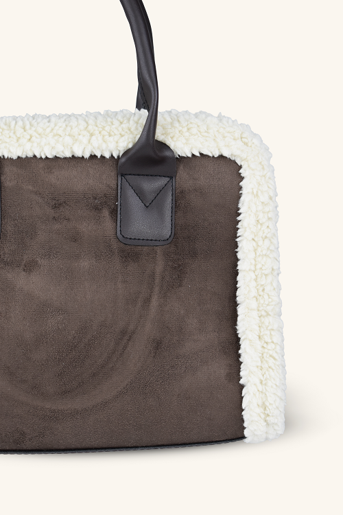 Teddy Süet El ve Omuz Çantası - Acı Kahve