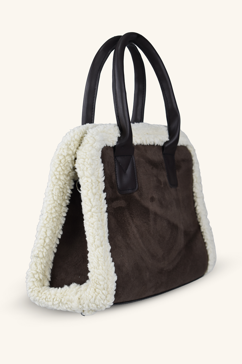 Teddy Süet El ve Omuz Çantası - Acı Kahve