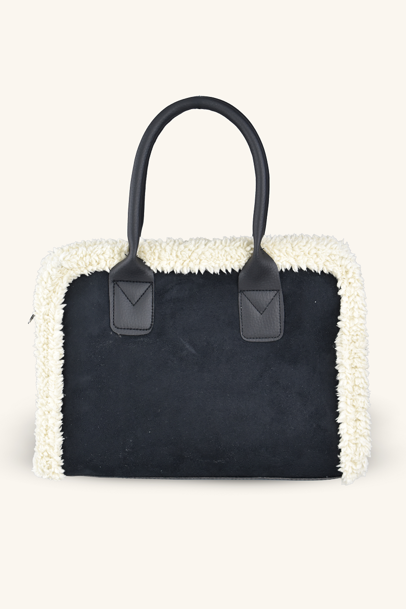 Teddy Süet El ve Omuz Çantası - Siyah