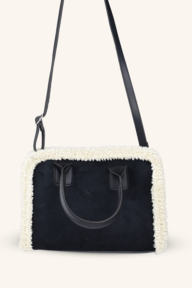 Teddy Süet El ve Omuz Çantası - Siyah