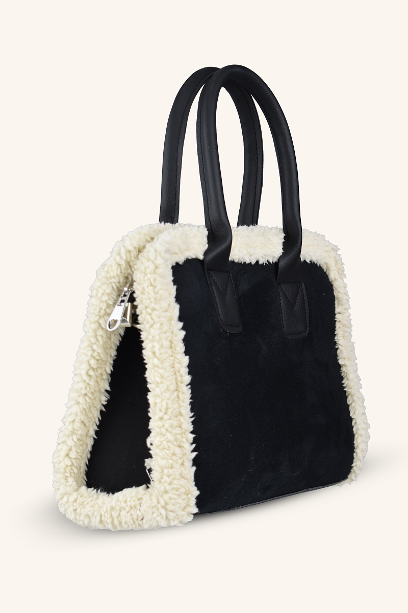 Teddy Süet El ve Omuz Çantası - Siyah