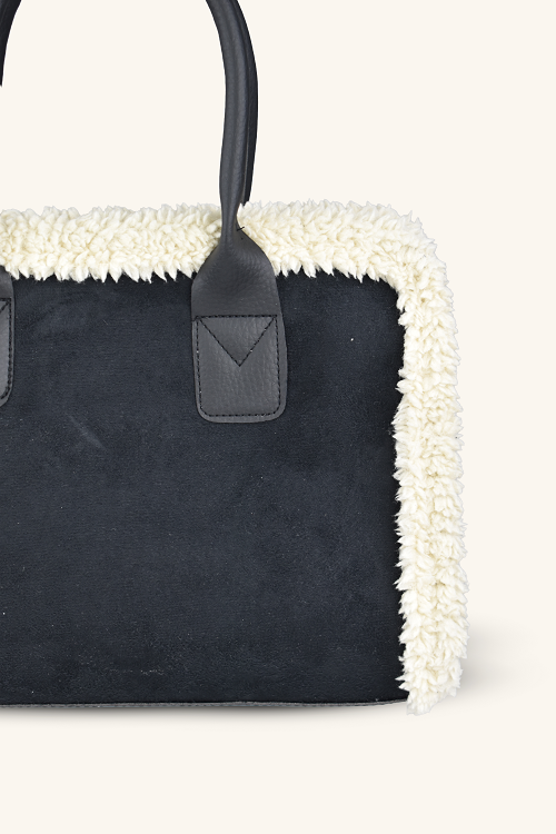Teddy Süet El ve Omuz Çantası - Siyah