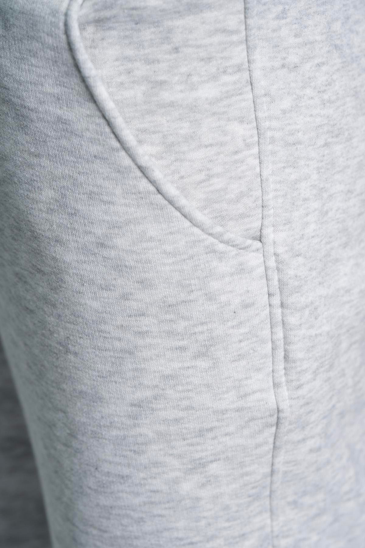 Üç İplik Yüksek Bel Lastikli Jogger Eşofman Altı - Açık Gri