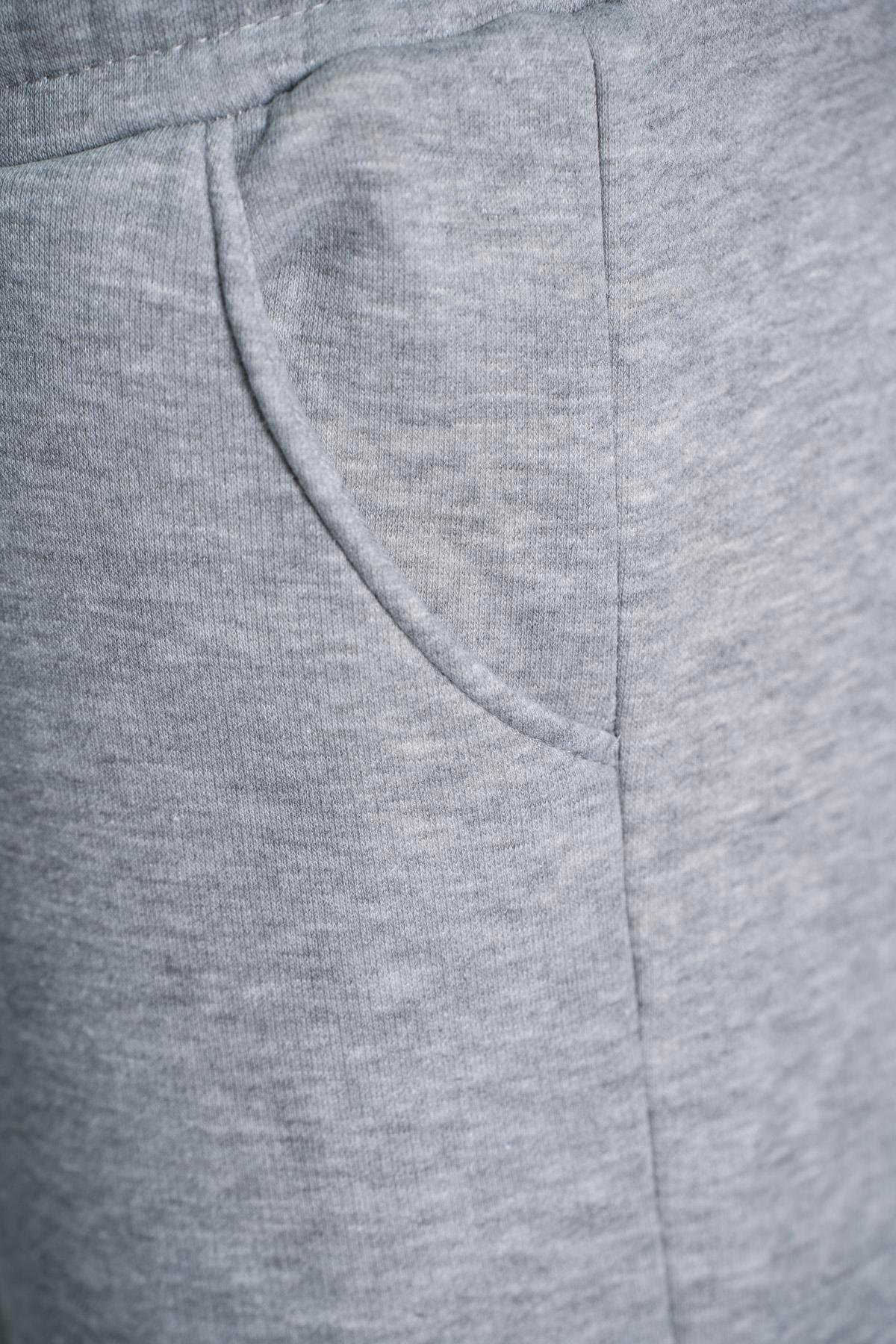 Üç İplik Yüksek Bel Lastikli Jogger Eşofman Altı - Gri