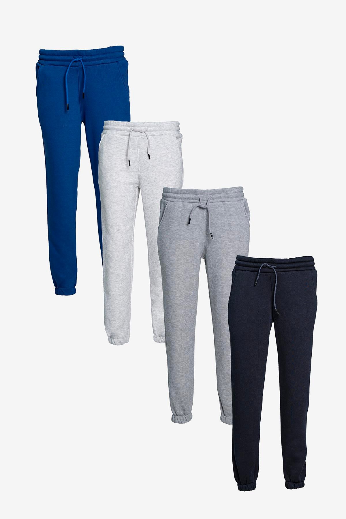 Üç İplik Yüksek Bel Lastikli Jogger Eşofman Altı - Saks Mavisi