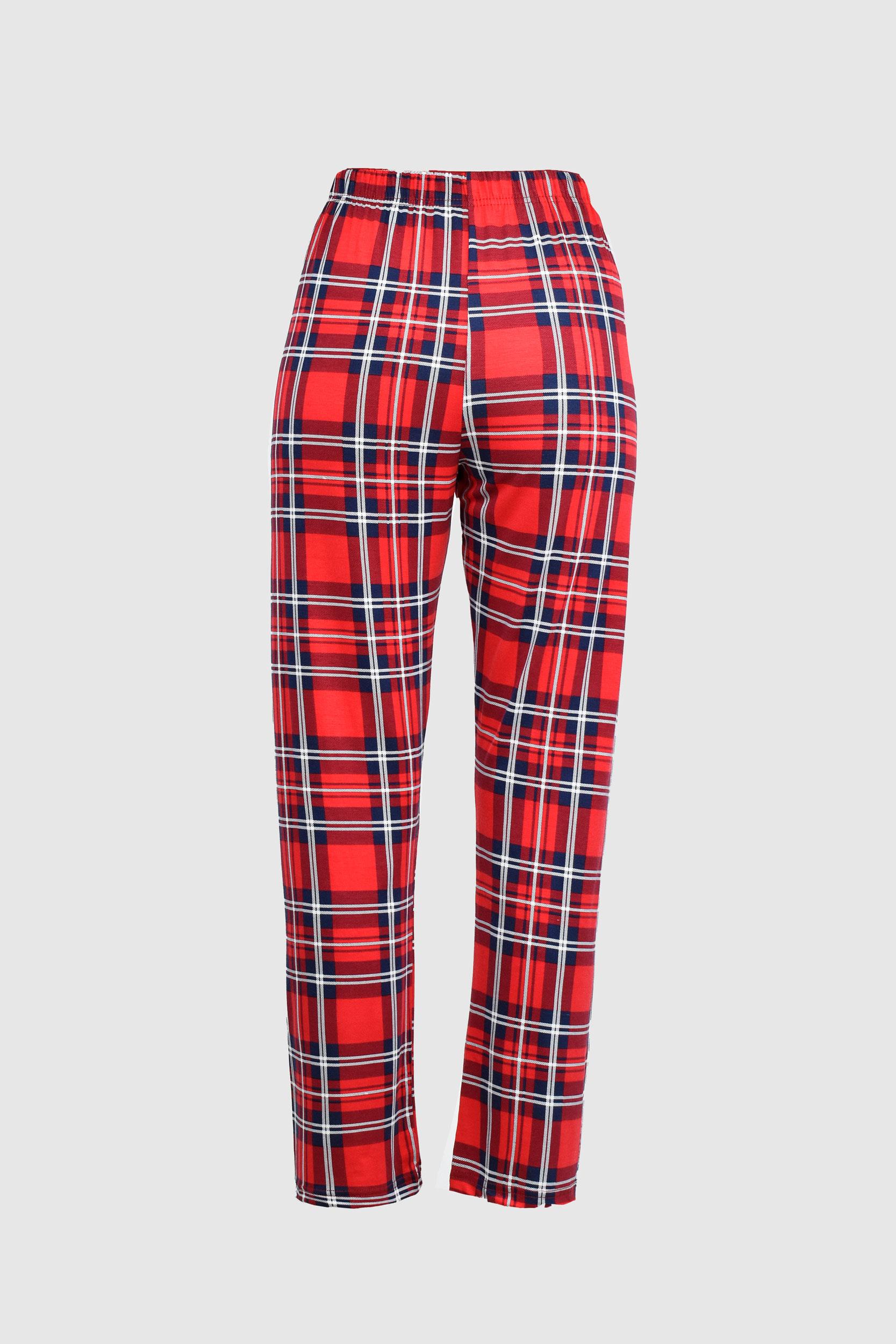 Uzun Kareli Kırmızı Alt Pijama