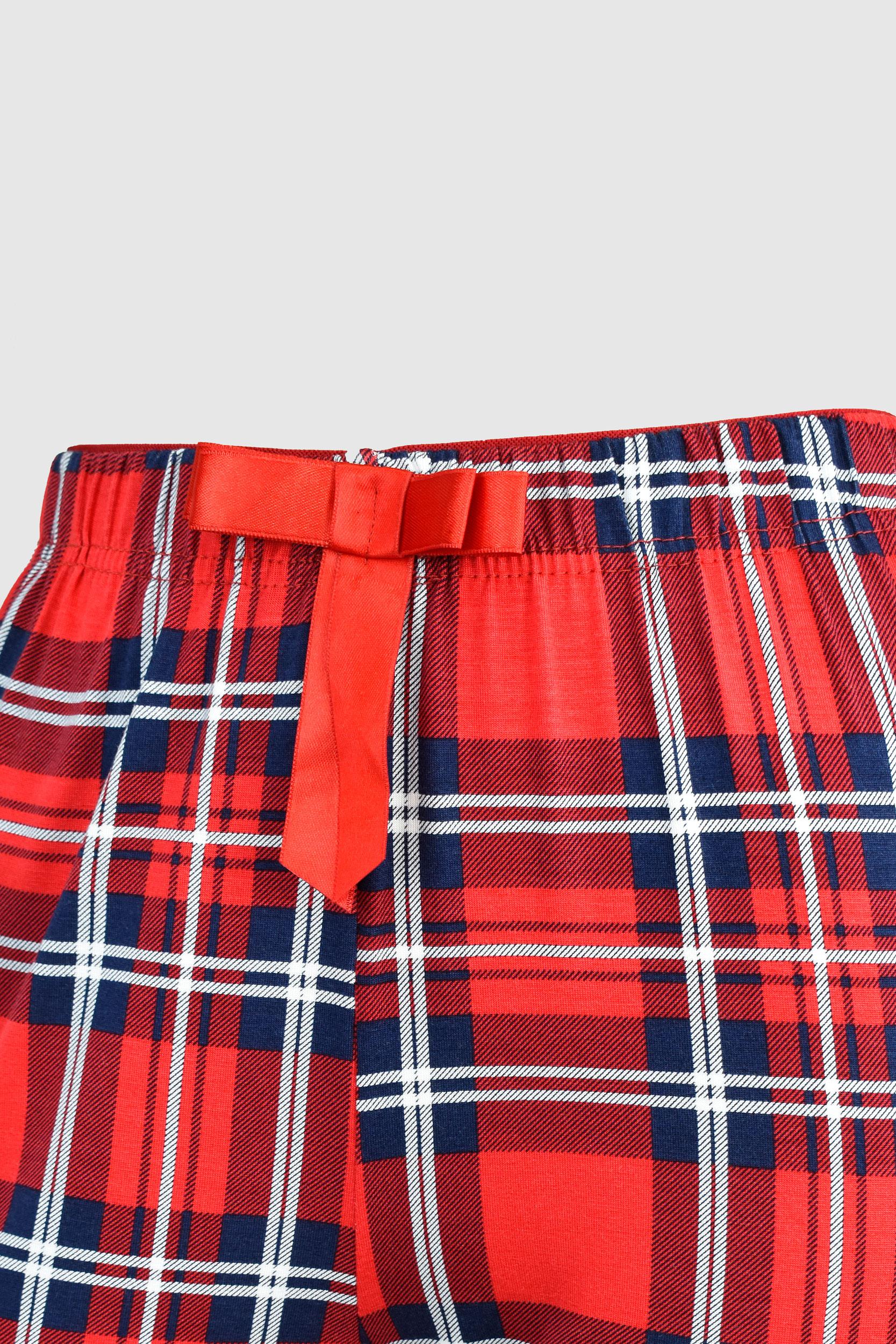 Uzun Kareli Kırmızı Alt Pijama