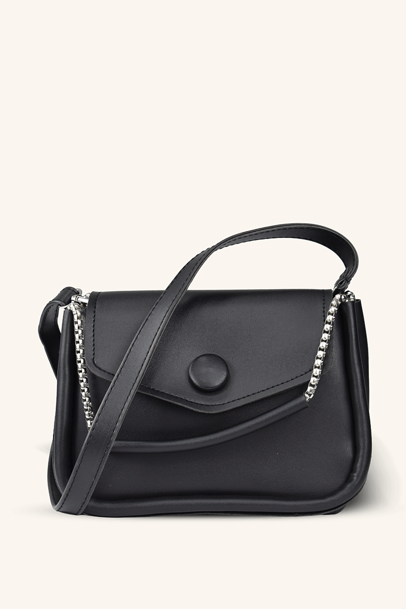 Zincir Askılı Mini El ve Omuz Çantası - Siyah