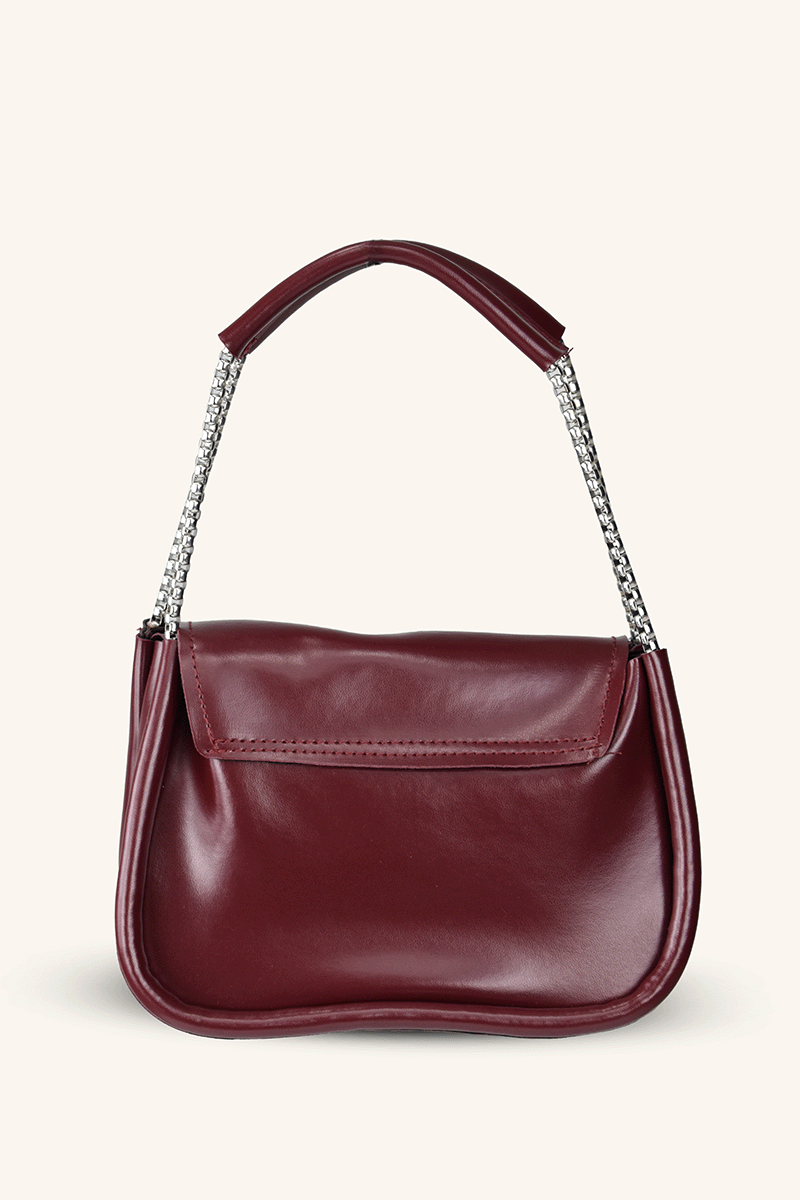 Zincir Askılı Mini El ve Omuz Çantası - Bordo