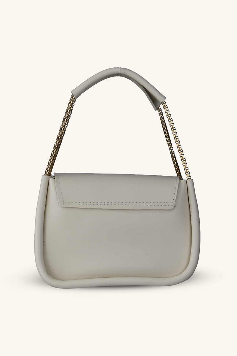 Zincir Askılı Mini El ve Omuz Çantası - Krem