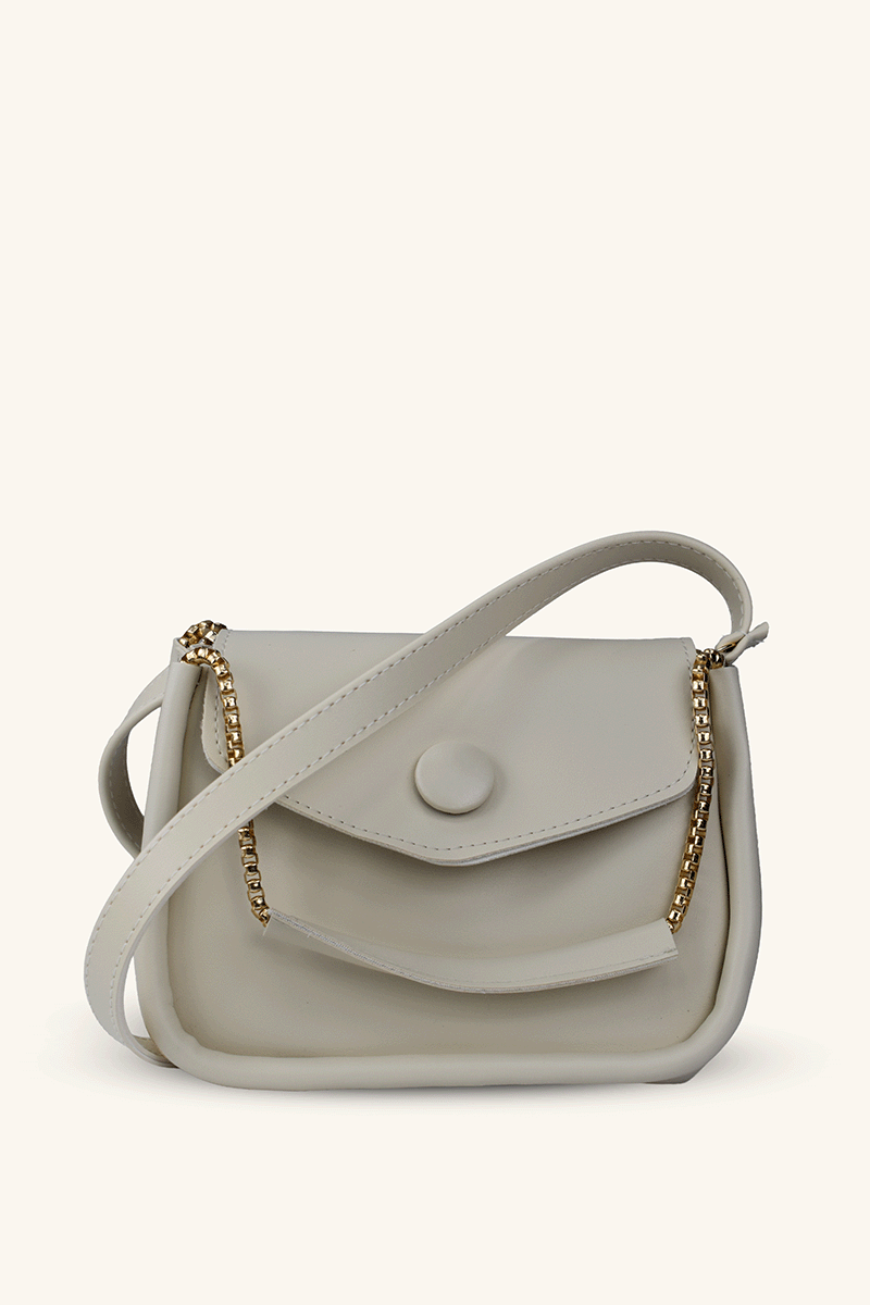 Zincir Askılı Mini El ve Omuz Çantası - Krem