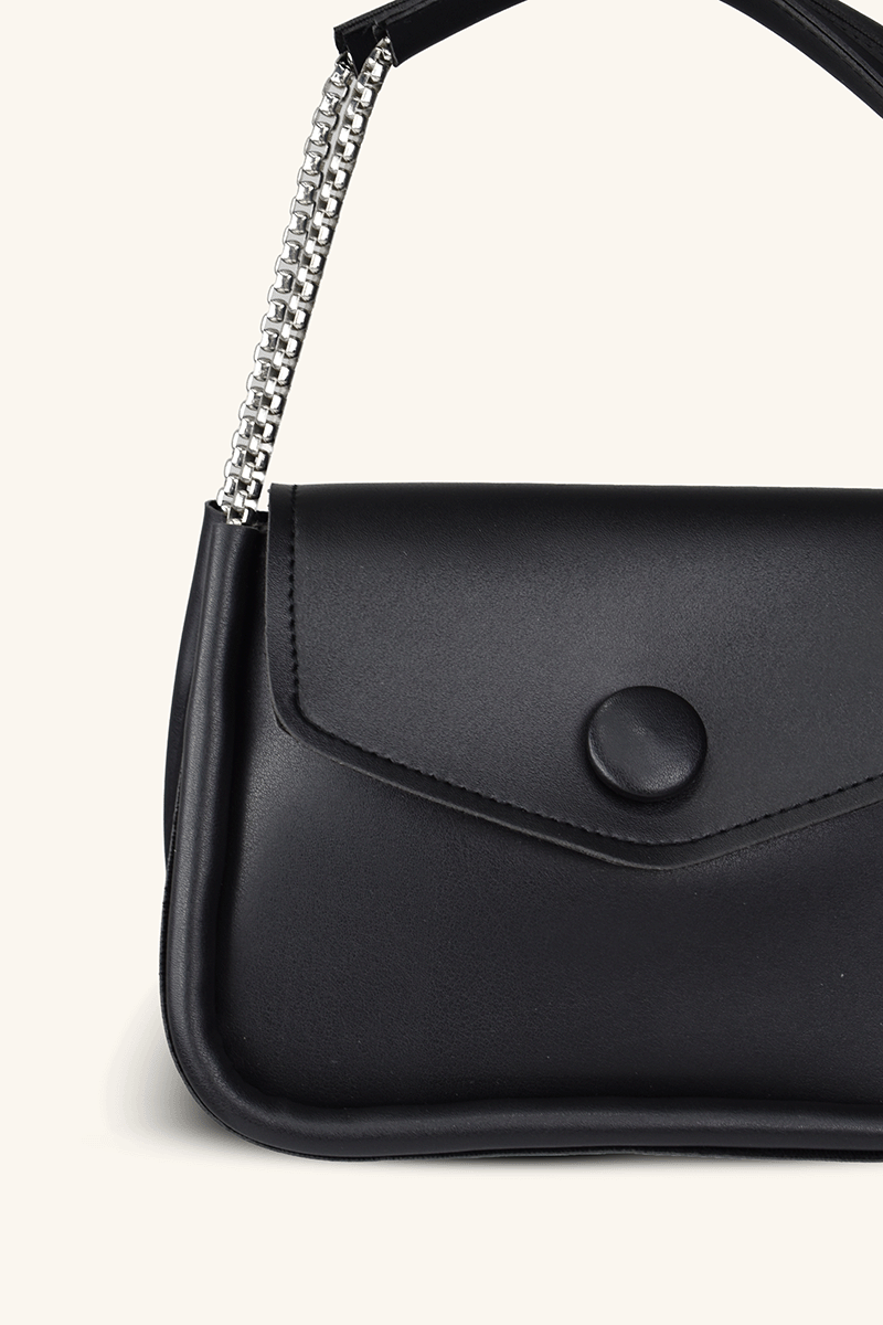 Zincir Askılı Mini El ve Omuz Çantası - Siyah