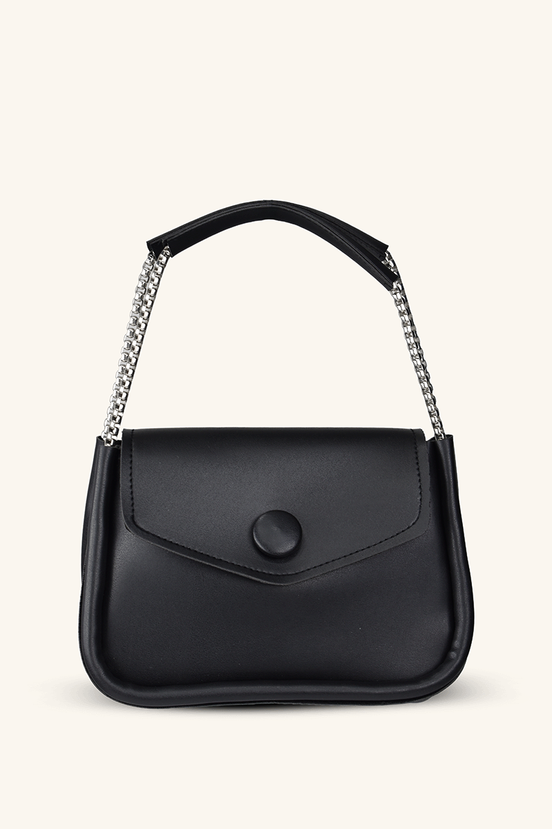 Zincir Askılı Mini El ve Omuz Çantası - Siyah