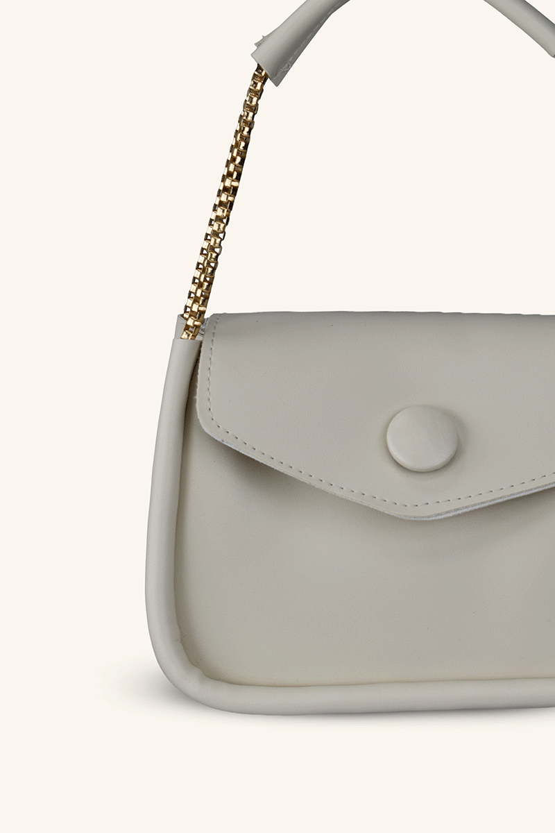 Zincir Askılı Mini El ve Omuz Çantası - Krem