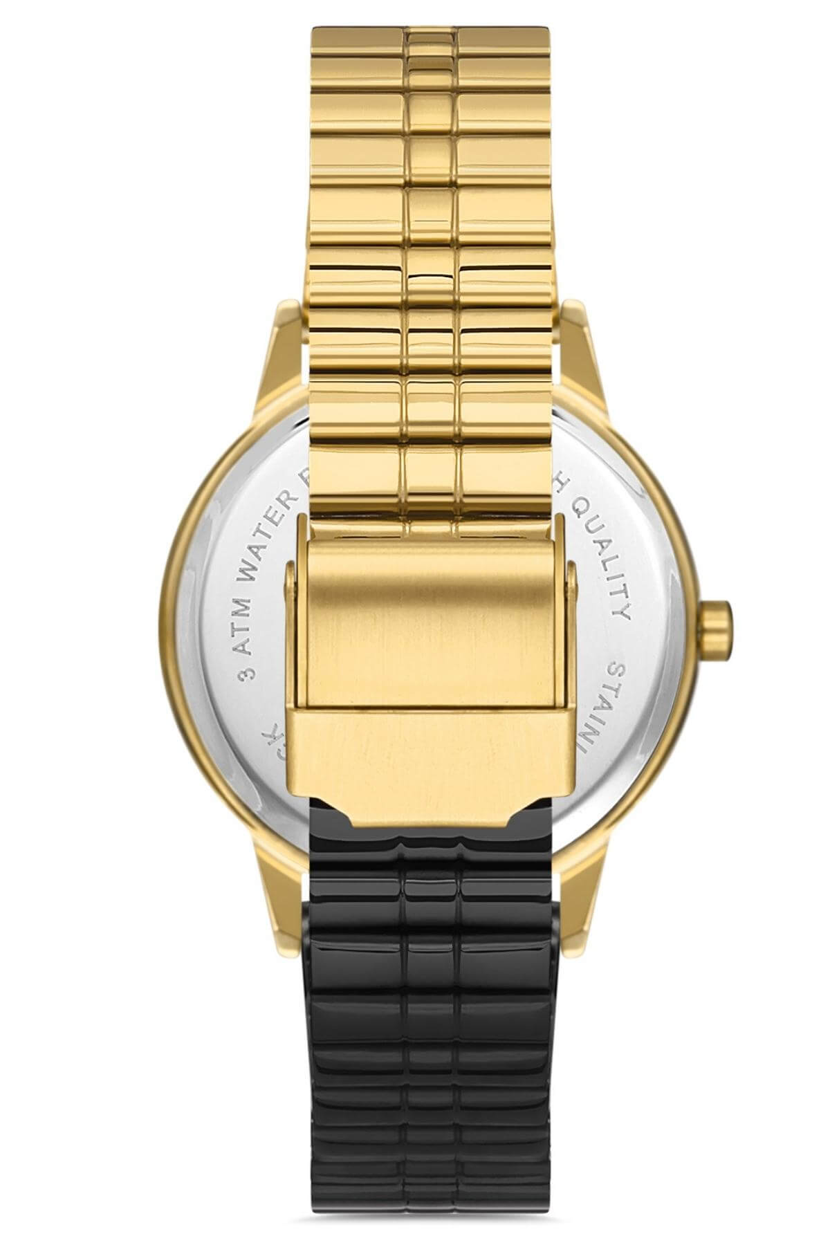 Commes Çelik Çift Renk Kordon Altın Siyah Renk Kadın Klasik Kol Saati 0370-GGB