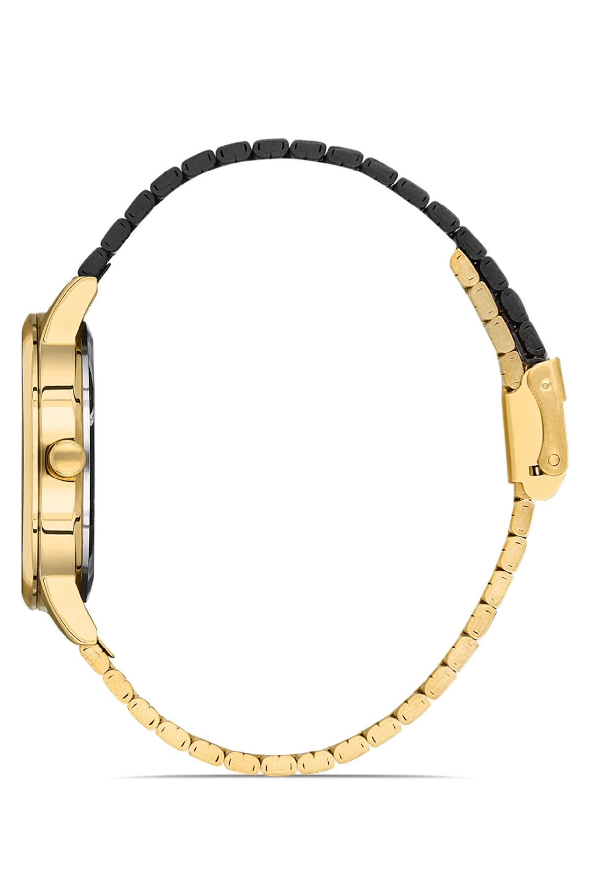 Commes Çelik Çift Renk Kordon Altın Siyah Renk Kadın Klasik Kol Saati 0370-GGB