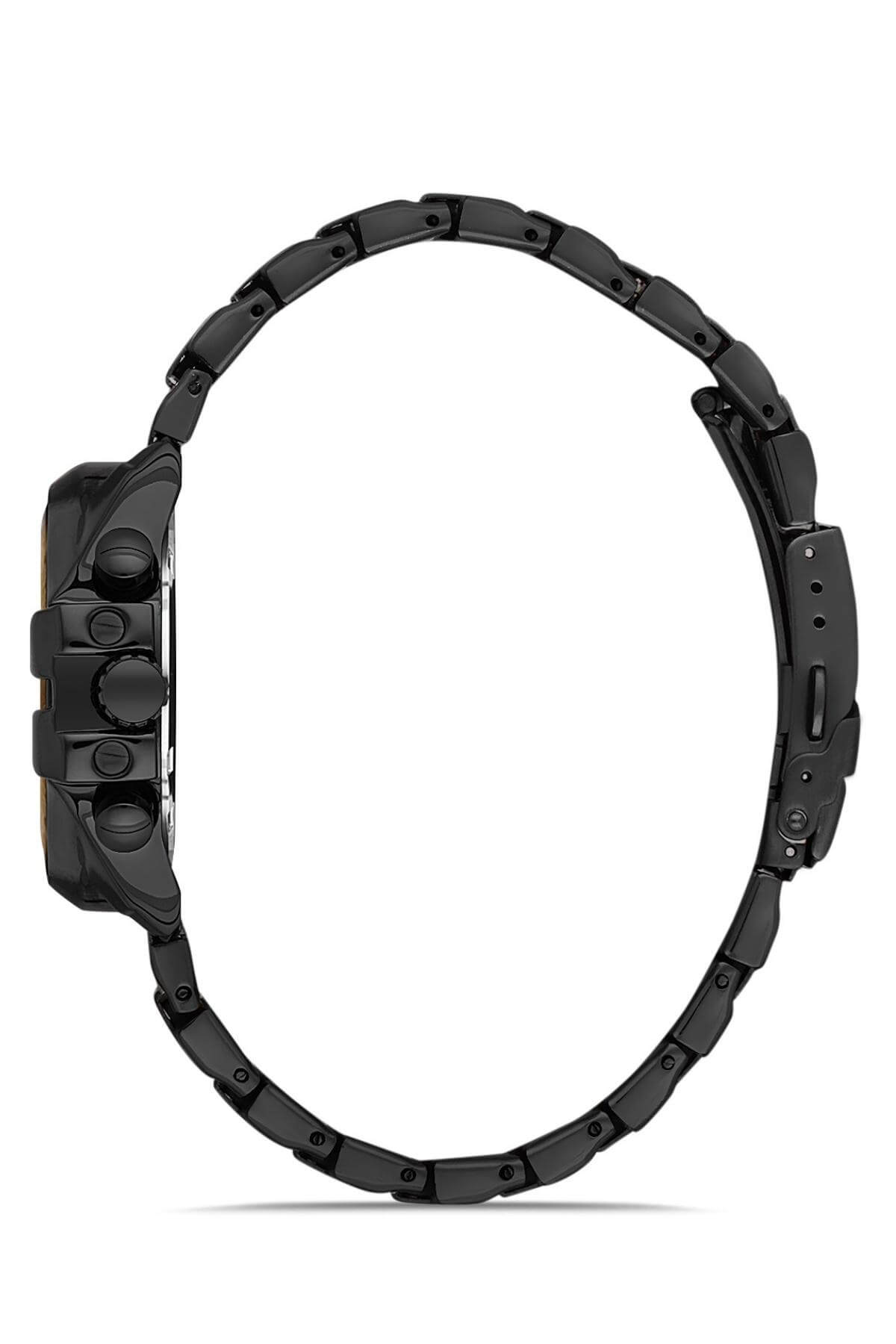 Commes Çelik Kordon Siyah Kırmızı Renk Özel Kesim Renkli Cam Takvimli Kadın Klasik Saat 0299L-BBK