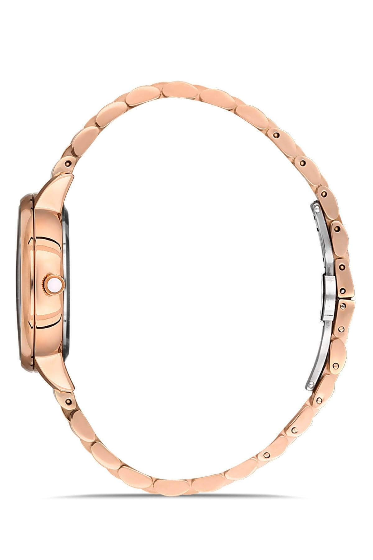 Commes Çelik Örme Kordon Rose Gold Renk Özel Kesim Mineral Cam Kadın Klasik Kol Saati 0369-RRS