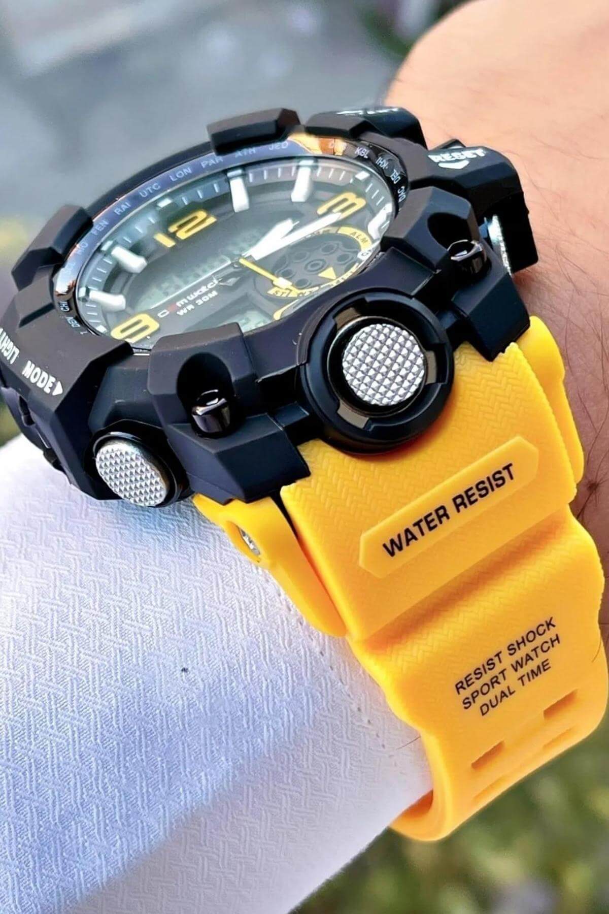 Comwatch Dijital Analog Mekanizmalı Silikon Kordon Sarı Renk Outdoor Erkek Spor Kol Saati 1523-SBS