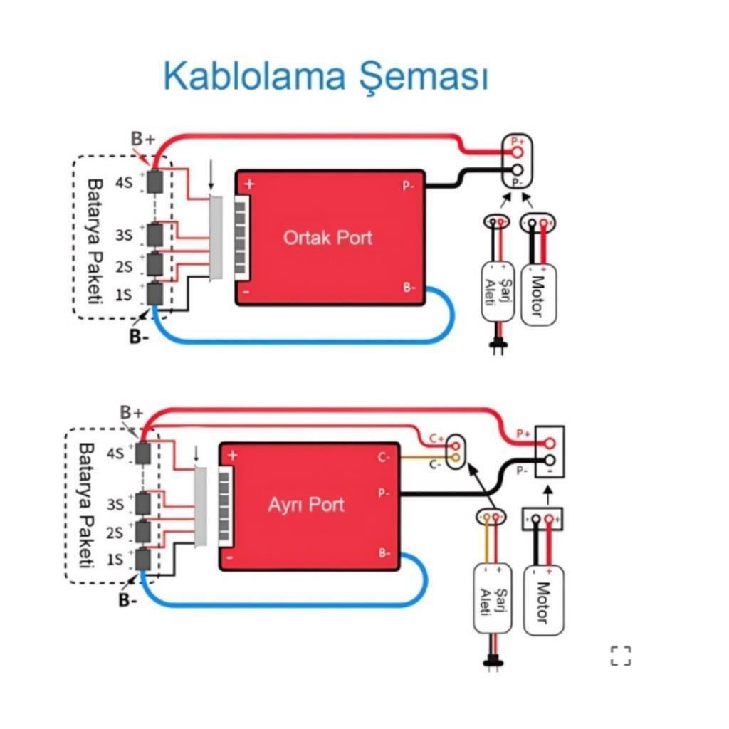 DALY LiFePO4 BMS 4S 12V 30A Balanslı Ortak Port