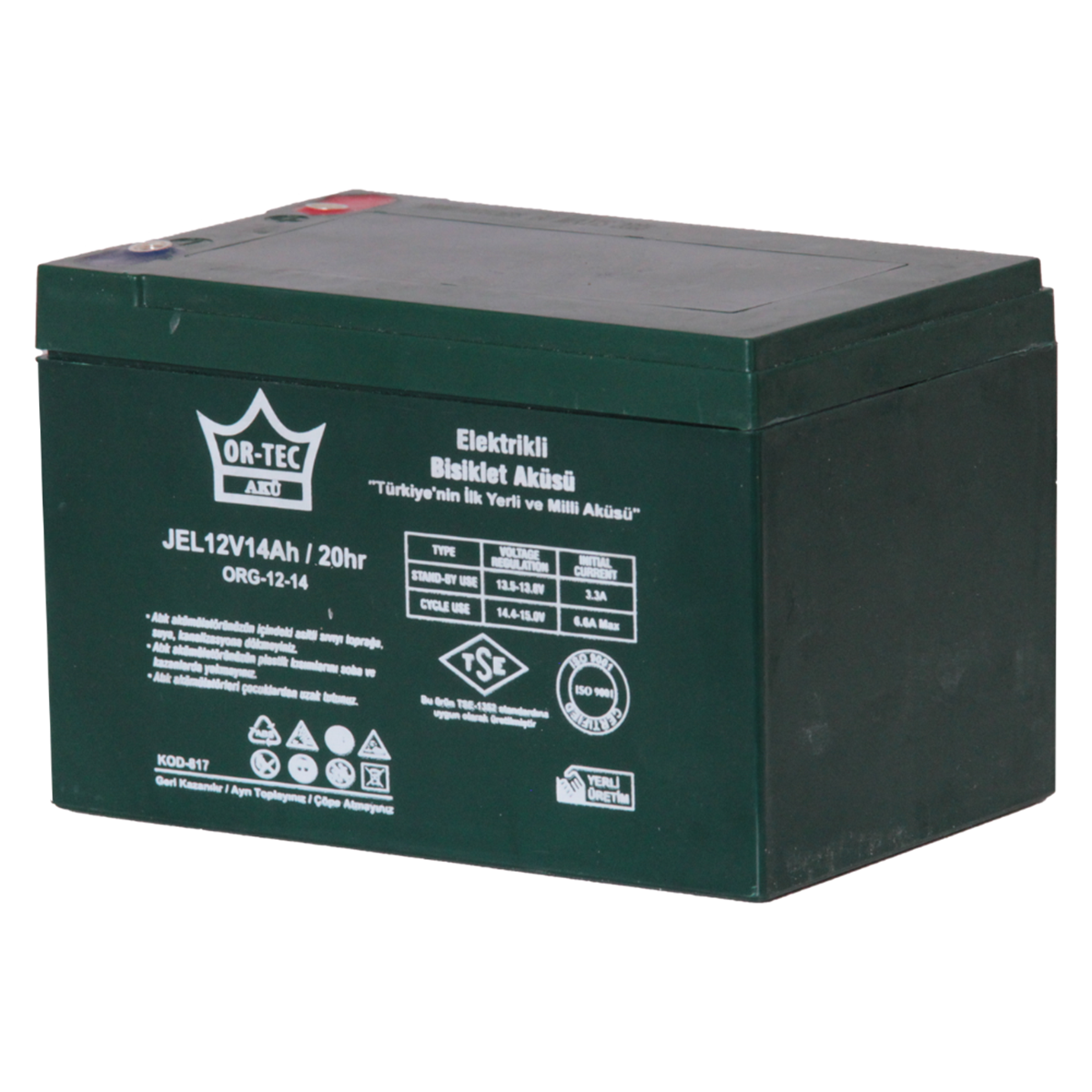 ORTEC 12V 14AH JEL AKÜ ELEKTRİKLİ BİSİKLET AKÜSÜ