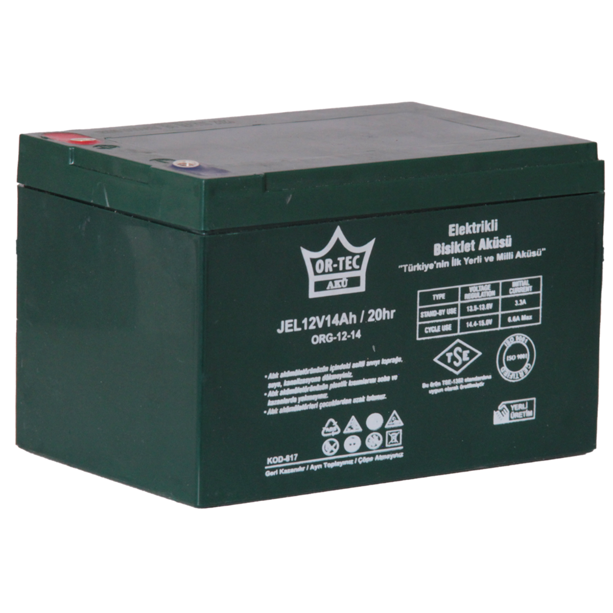 ORTEC 12V 14AH JEL AKÜ ELEKTRİKLİ BİSİKLET AKÜSÜ