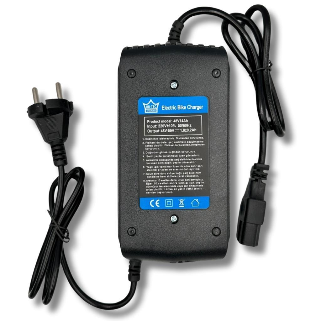 ORTEC 48v 14Ah Elektrikli Bisiklet Şarj Cihazı Fanlı Volta VSM Uyumlu