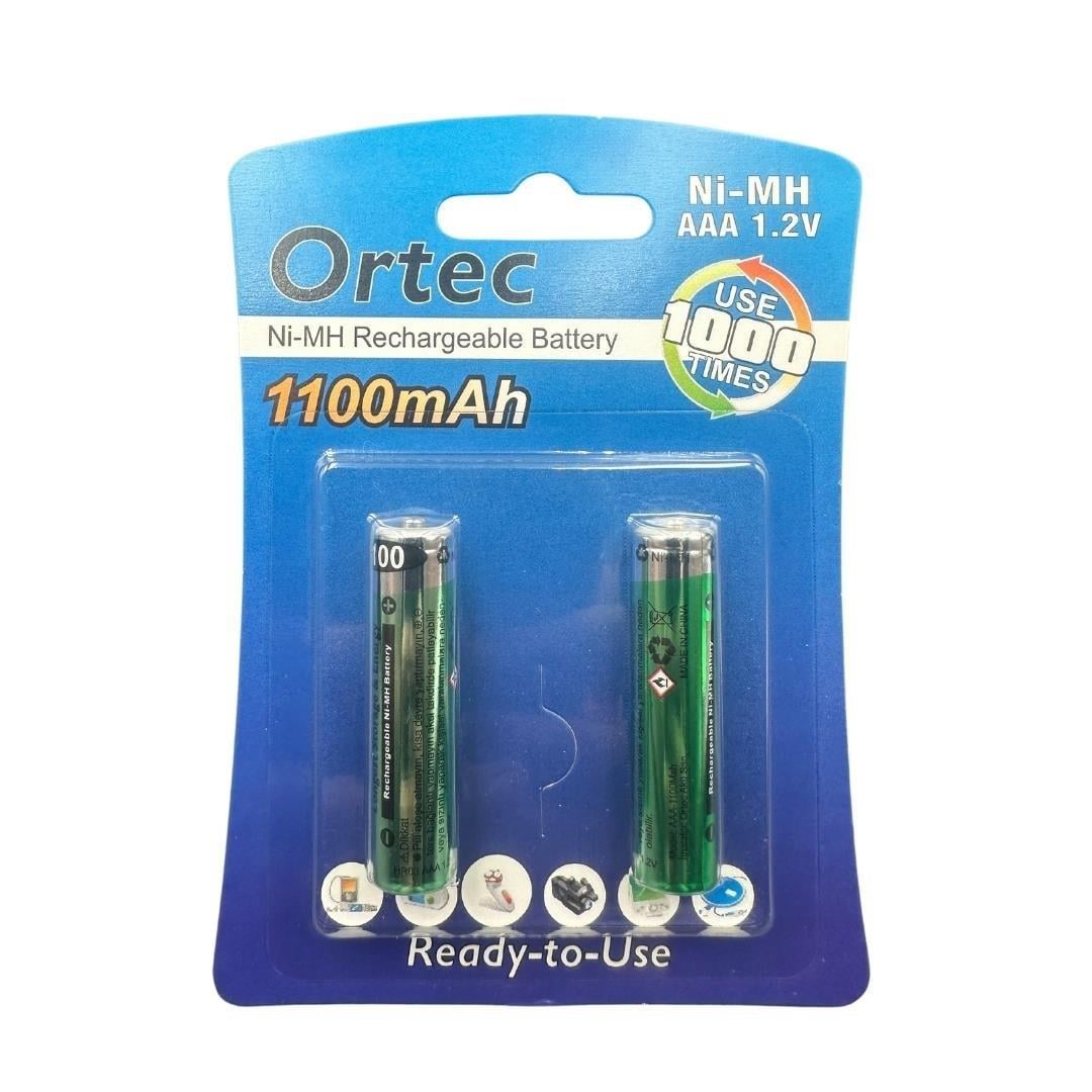 Ortec AAA 1.2V Ni-Mh 1100mAh Şarj Edilebilir İnce Kalem Pil 2'li Paket