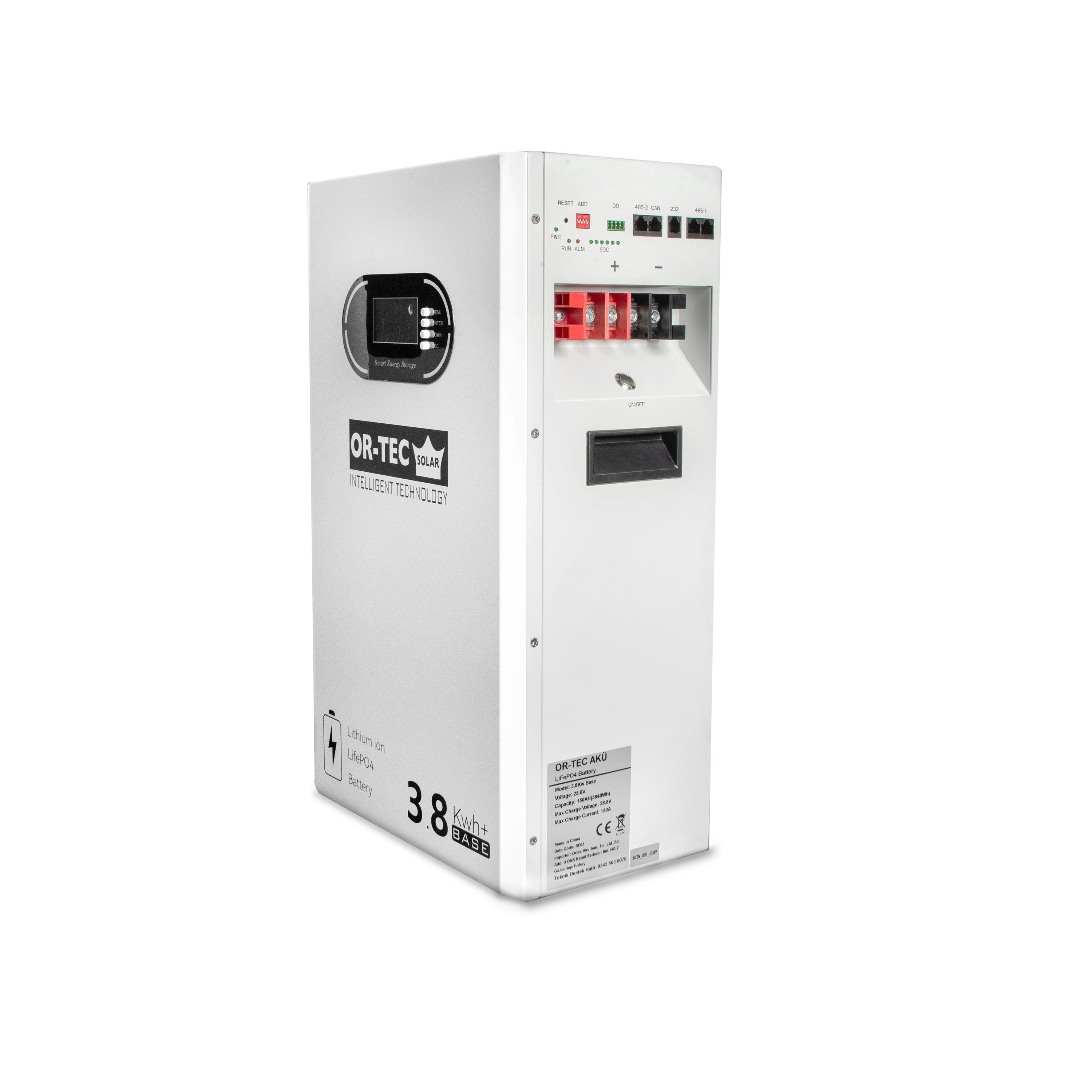 Ortec Solar Truva Serisi 3.8KWH 25.6V 150Ah LiFePO4 Batarya