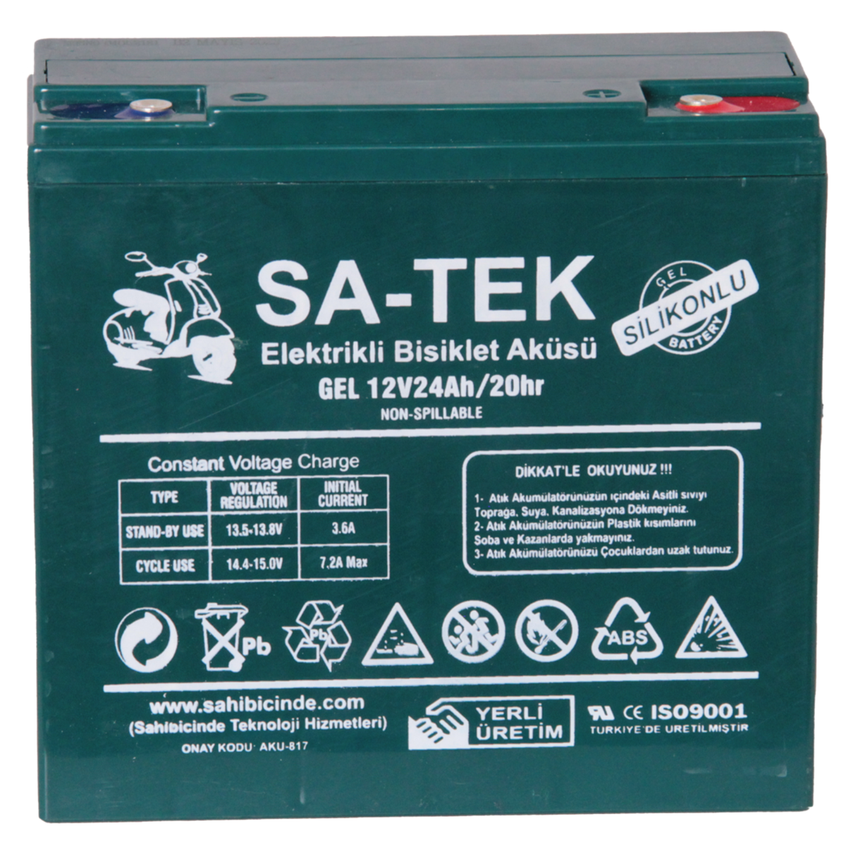SATEK 12V 24AH JEL AKÜ ELEKTRİKLİ BİSİKLET AKÜSÜ