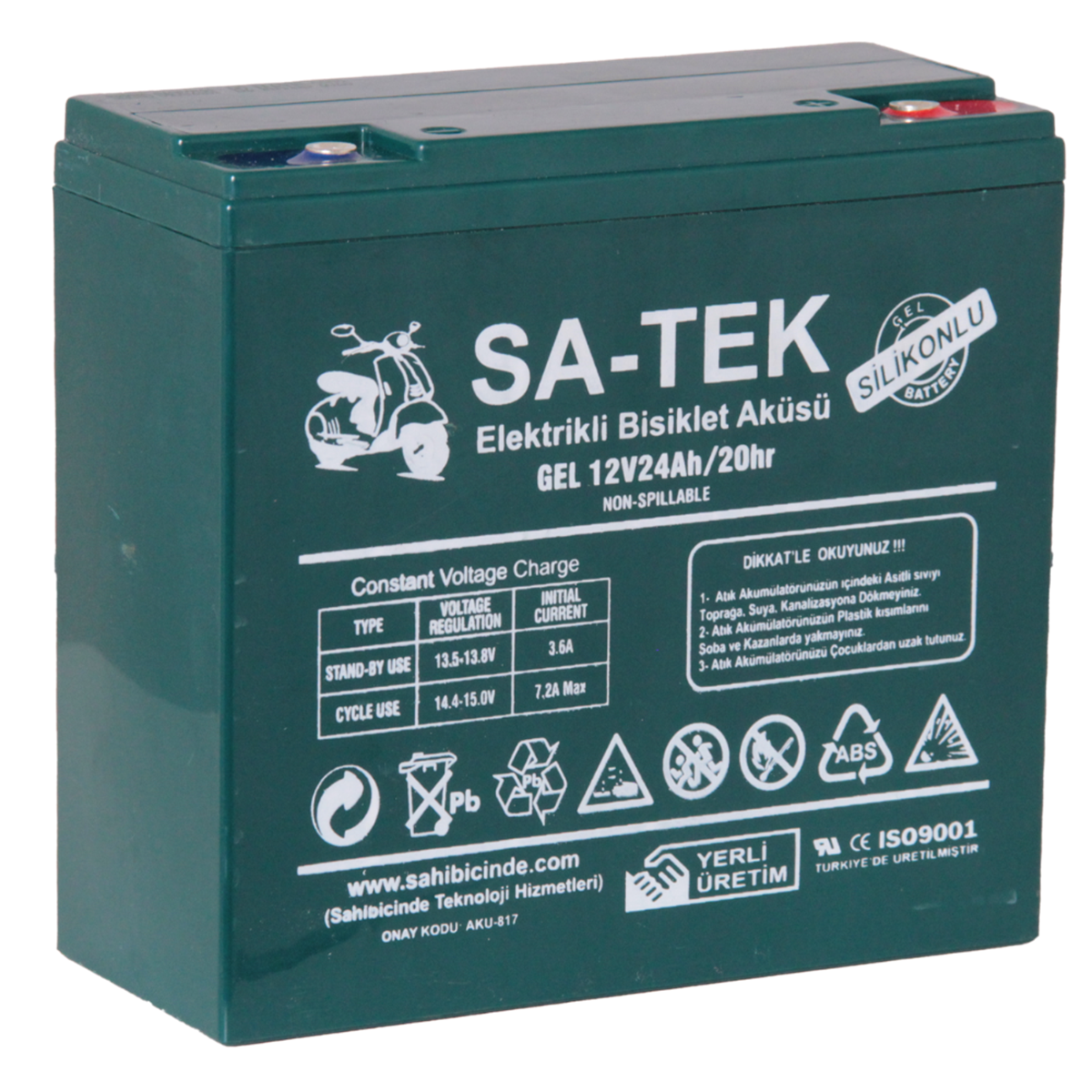 SATEK 12V 24AH JEL AKÜ ELEKTRİKLİ BİSİKLET AKÜSÜ