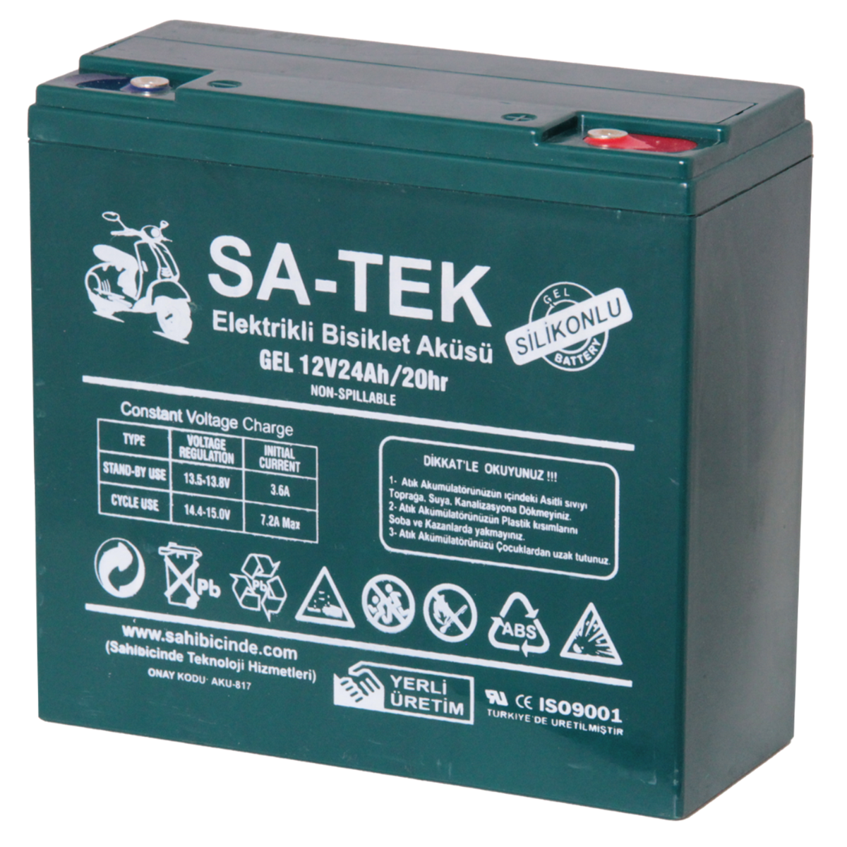 SATEK 12V 24AH JEL AKÜ ELEKTRİKLİ BİSİKLET AKÜSÜ